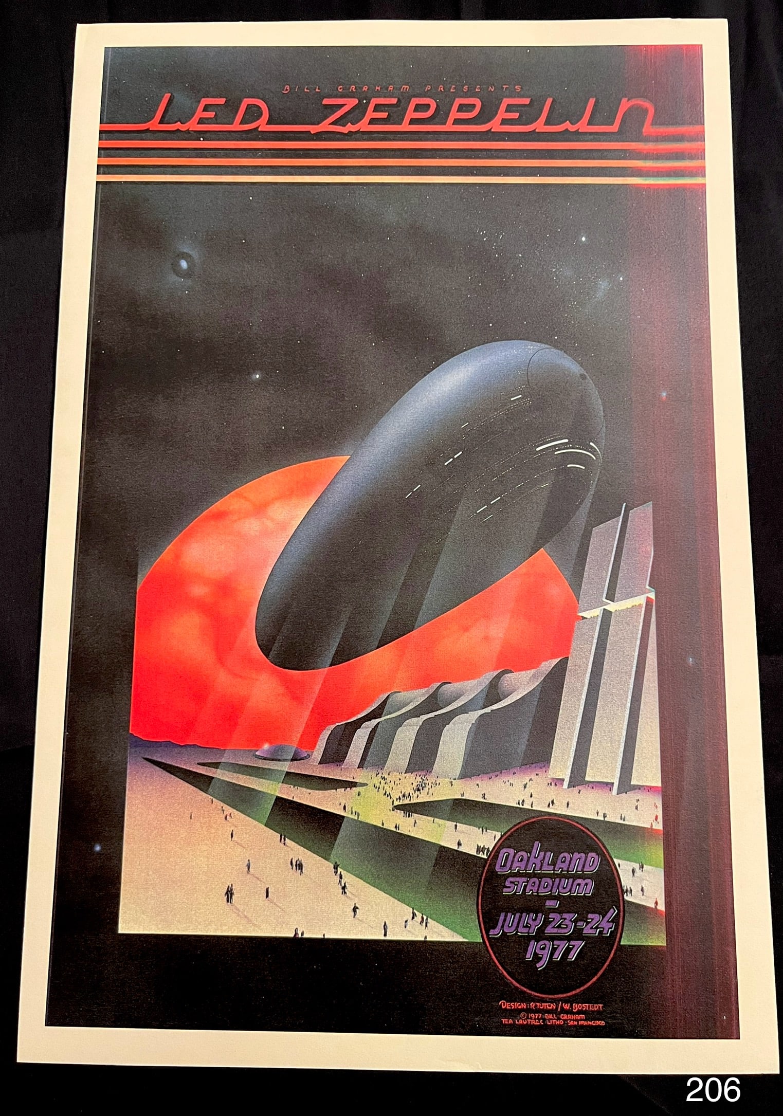 Led Zeppelin Vintage Concert Poster from Oakland Coliseum Stadium (Oakland, CA), Jul 23, 1977. After (1 of 1)
