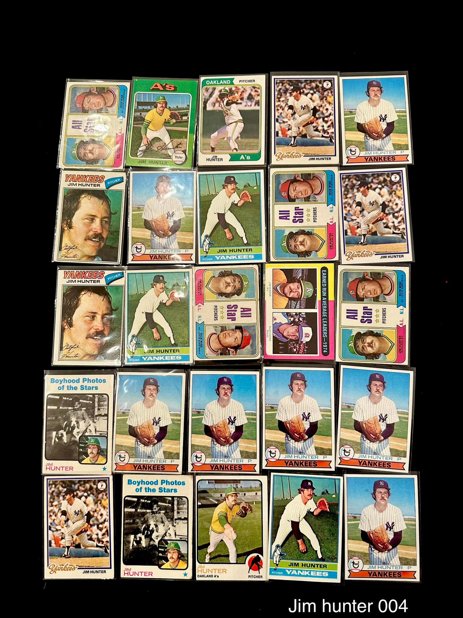 Jim Catfish Hunter Vintage Baseball Card Lot Pitcher for Athletics and Yankees (1 of 6)
