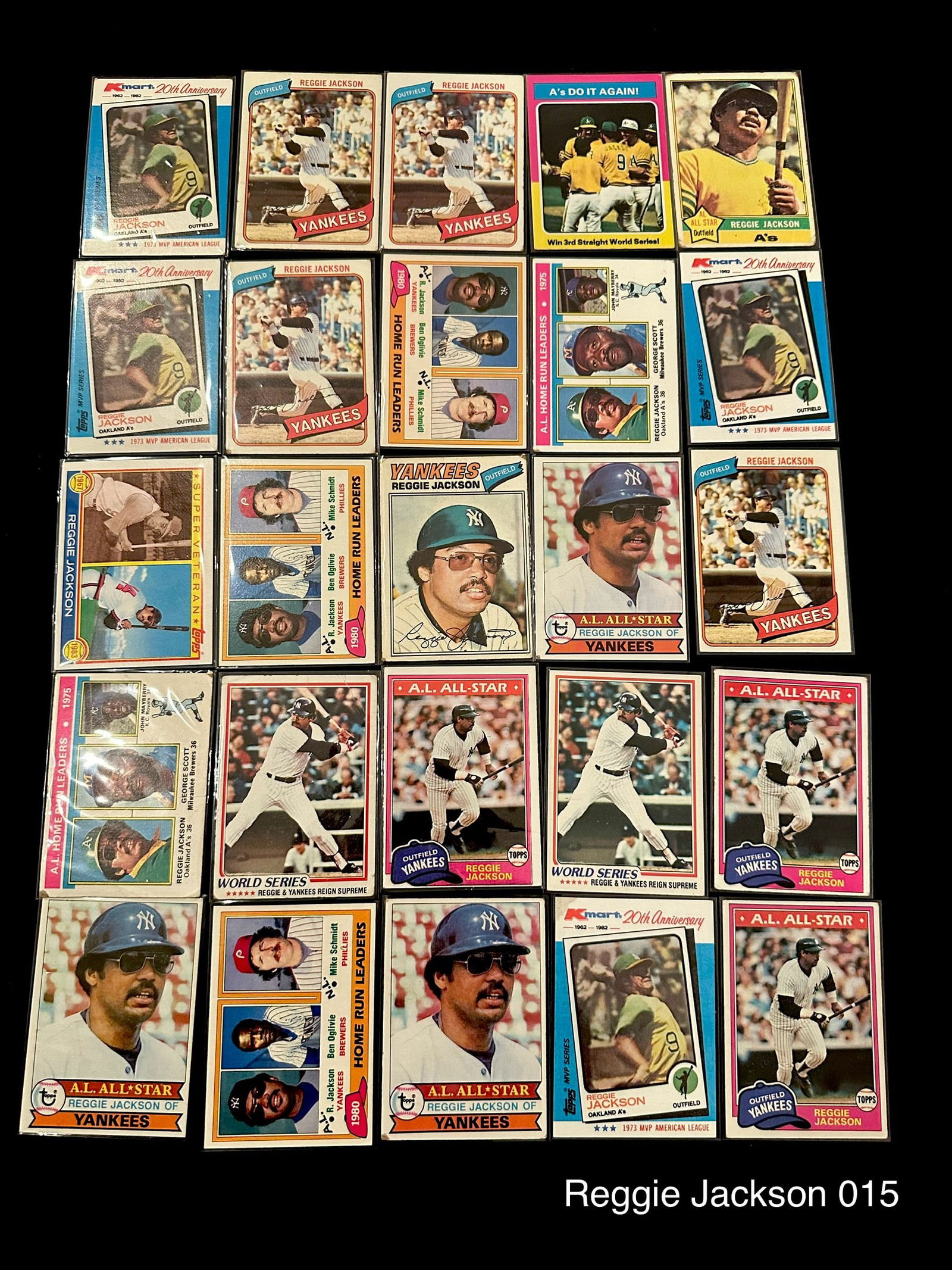Reggie Jackson Vintage Baseball Card Lot. HOF Yankee / 14 x All-Star / 5 x World Series Champion / (1 of 4)