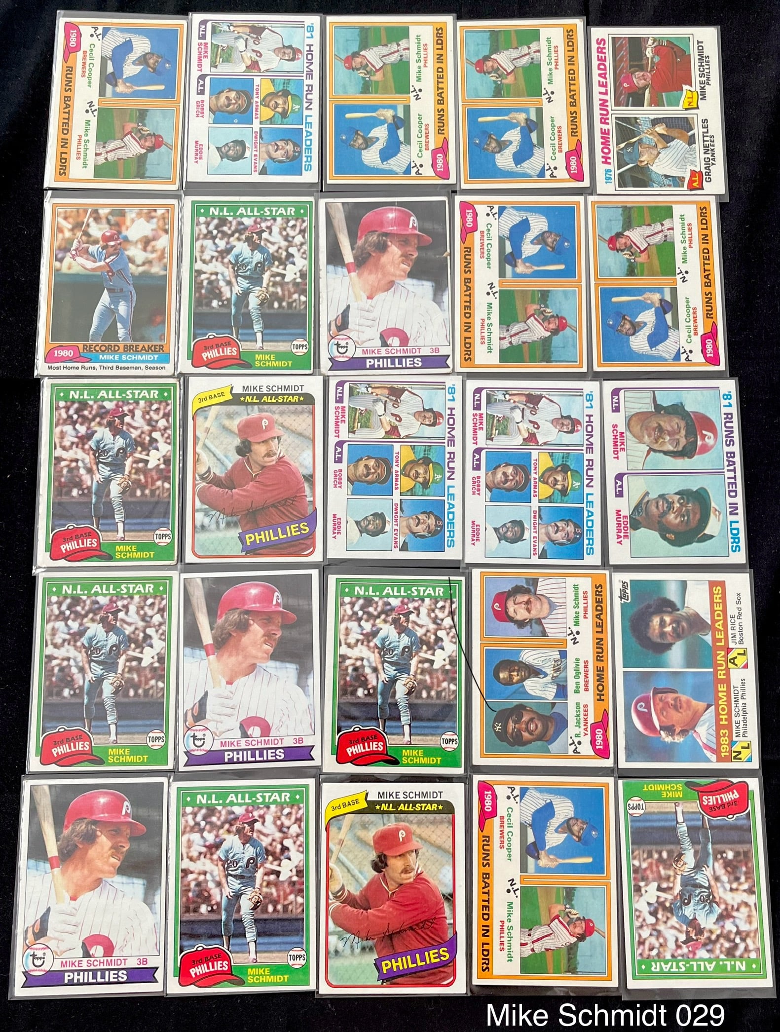 Mike Schmidt Vintage Baseball Card Lot. Philadelphia Phillies HOF / 12 x All-Star / 3 x MVP / World (1 of 10)