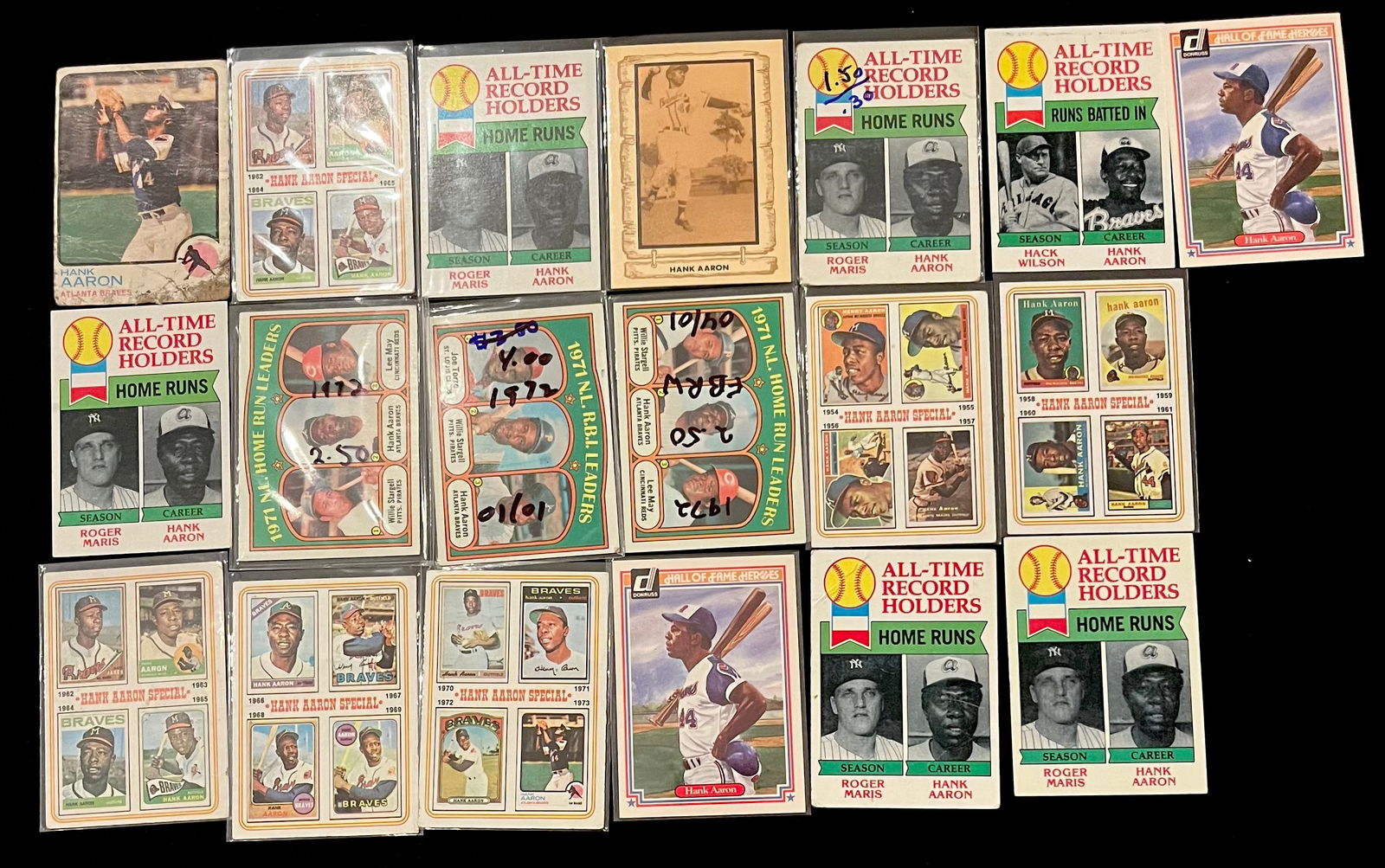 Hank Aaron Vintage Baseball Card Lot. HOF / 25 x All-Star / MVP / Atlanta Braves (1 of 3)