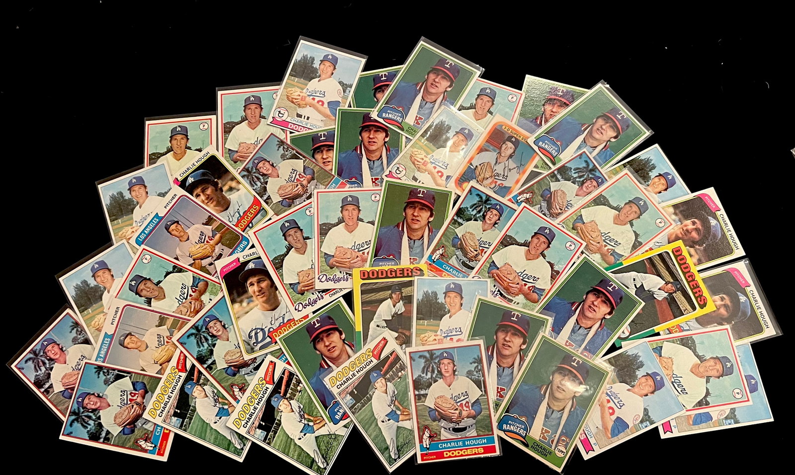 Charlie Hough Vintage Baseball Card Lot. All-Star / Texas Rangers HOF: Item: Charlie Hough Vintage Baseball Card Lot. All-Star / Texas Rangers HOF Please look at the pictures carefully to determine what you believe the condition of this collectible is. We are not profess