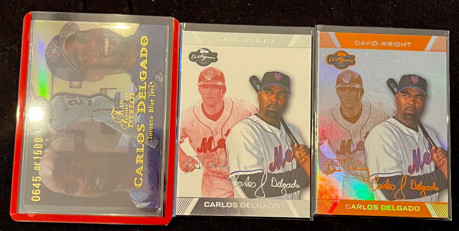 Carlos Delgado and David Wright (3) Insert Cards from Fleer and Topps. Serial Numbered: 0645/1500 - (1 of 3)