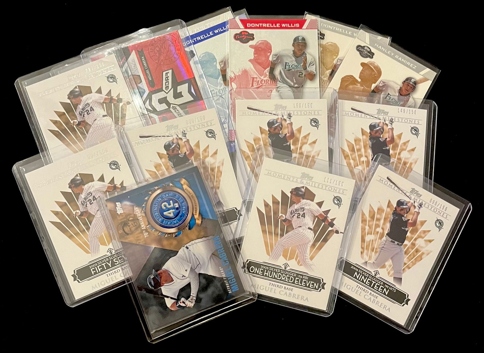 Miguel Cabrera (15) Insert Cards Including Jackie Robinson Card. All Serial Numbered: #'d /150 (1 of 2)