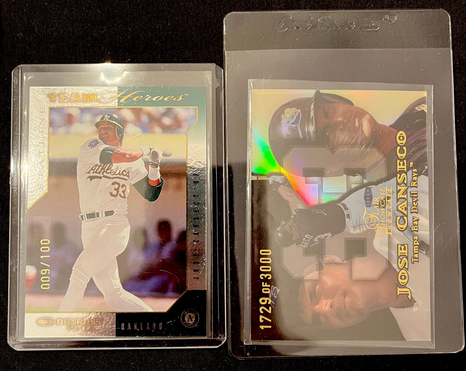 Jose Canseco (2) Insert Cards Serial Numbered: #'d /100 - #'d /3000 Short Print (1 of 3)