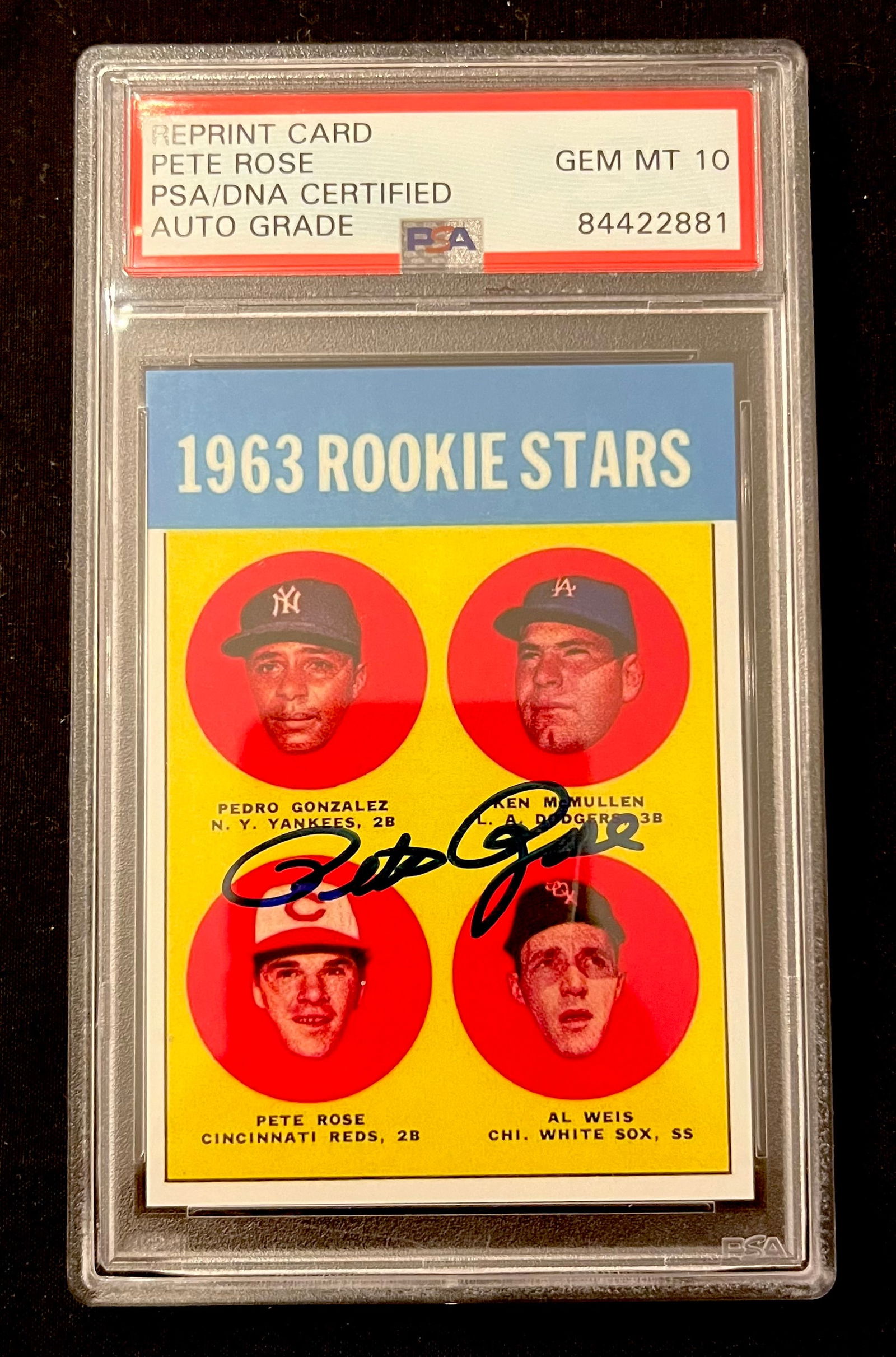 1963 Rookie Stars Pete Rose Auto Signed Card PSA 10 GEM MINT Reprint (1 of 3)