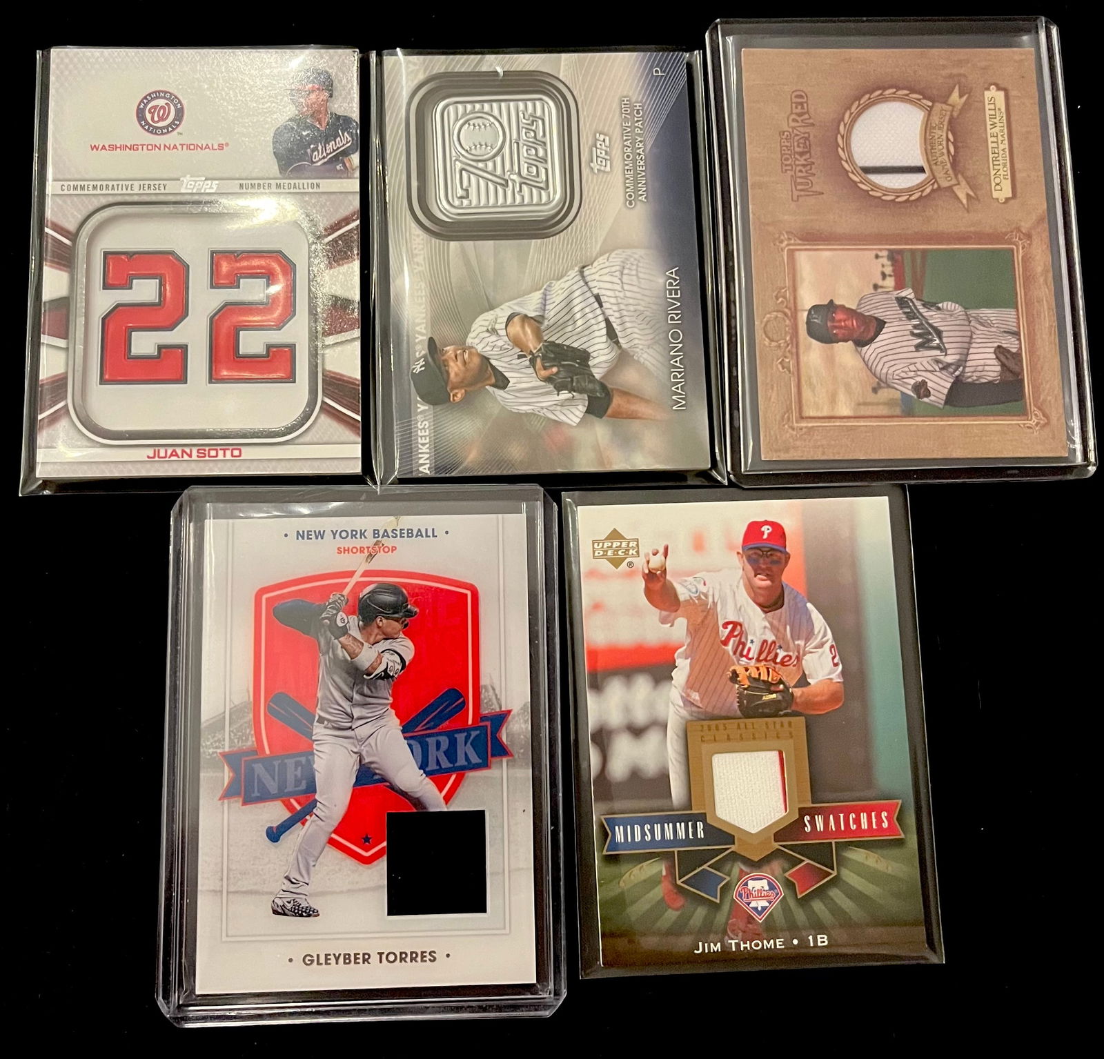 Baseball Card Lot of (5) Total Cards all Inserts Jersey and Patch Cards Including Juan Soto (1 of 3)