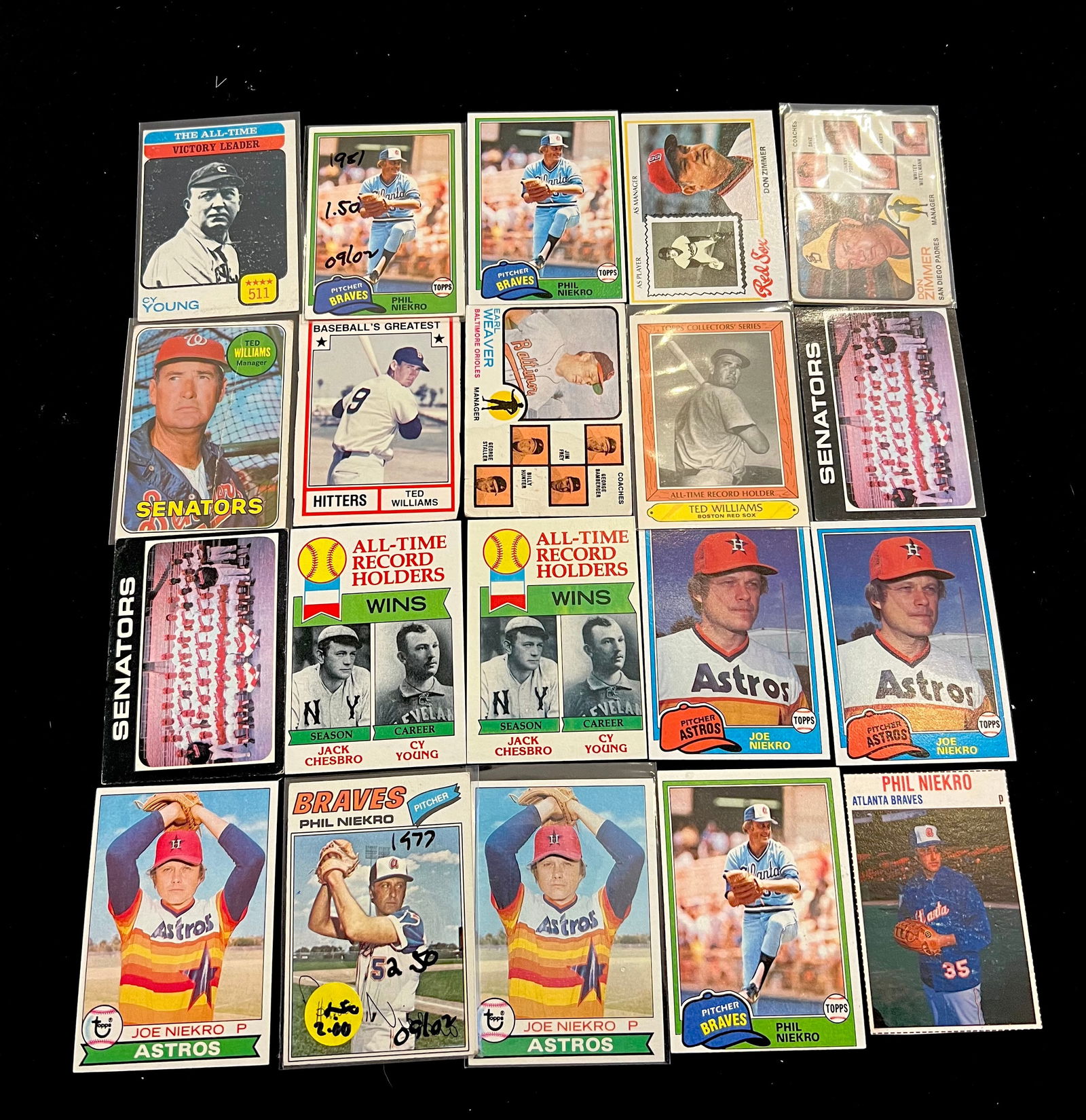 Vintage Baseball Card Lot Including: Cy Young / Phil Niekro / Ted Williams (1 of 3)