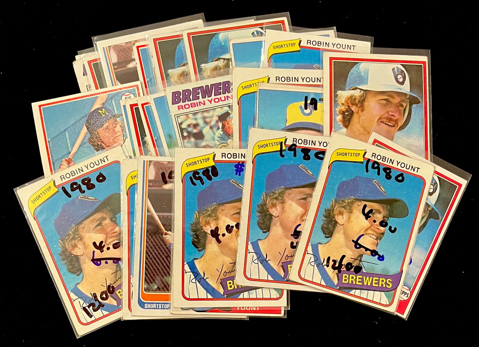 Robin Yount Vintage Baseball Card Lot: HOF / 3 x All-Star / 2 x MVP / Milwaukee Brewers (1 of 2)
