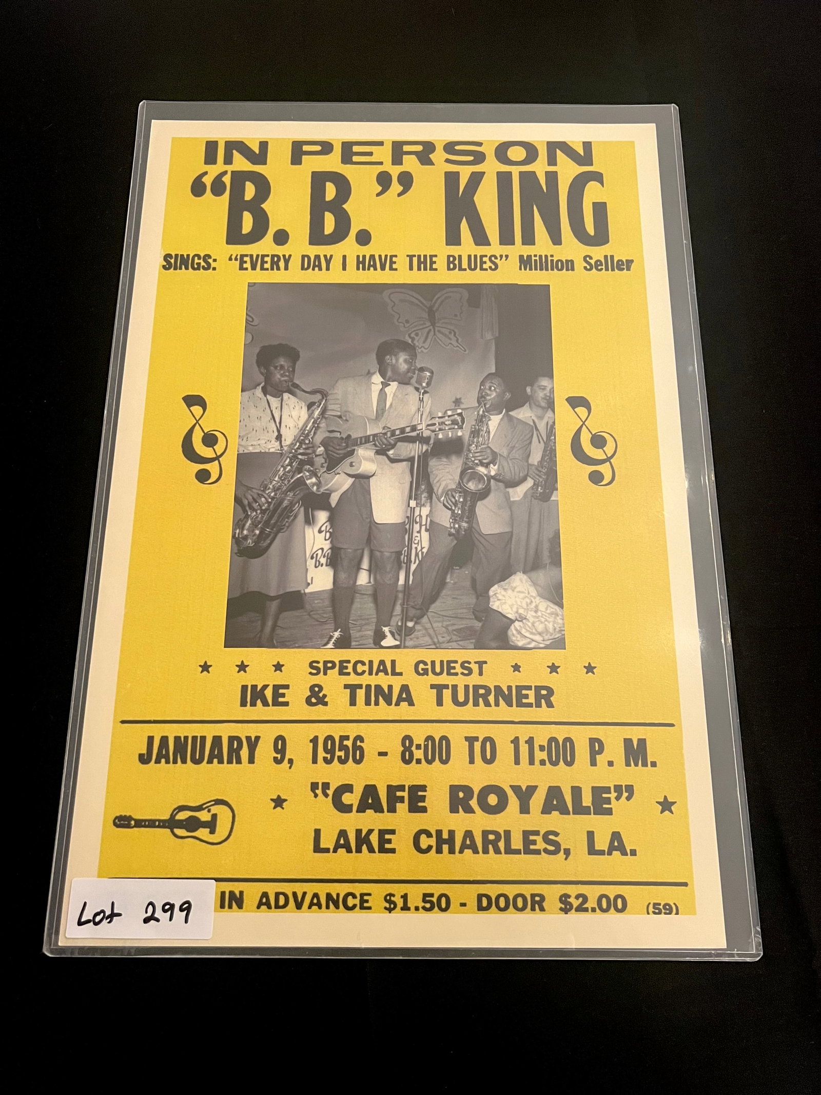 B.B. King with Ike and Tina Turner Concert Poster January 9th, 1956 - Lake Charles, LA (1 of 1)