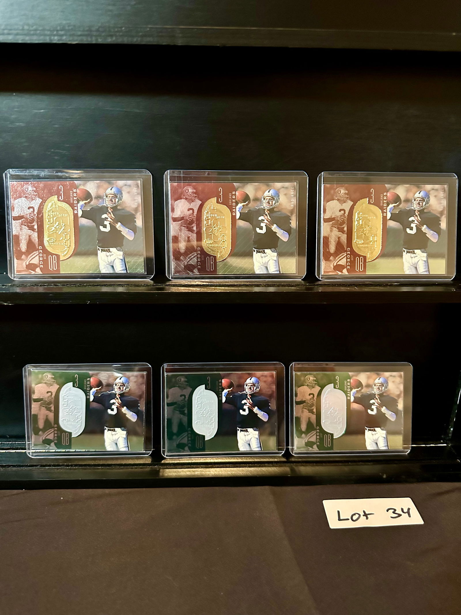 Jeff George (5) Football Insert Card and Short Print Lot from 1990s - Oakland Raiders - Serial (1 of 6)