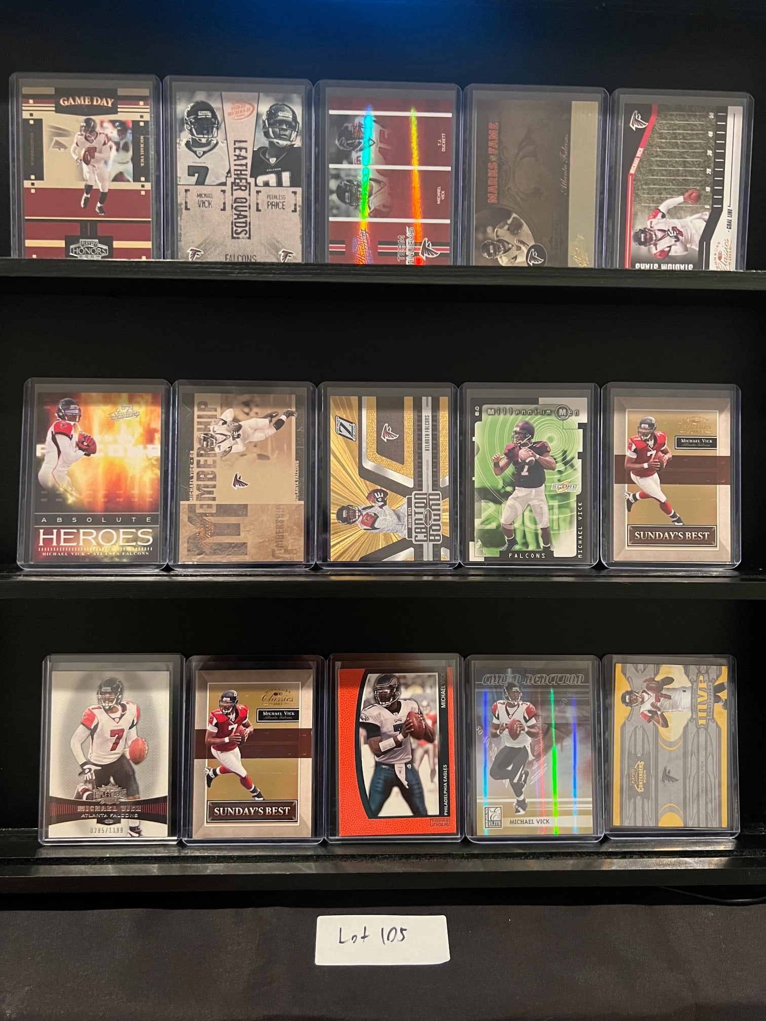 Michael Vick (15) Football Insert Card and Short Print Lot - Serial Numbered (1 of 11)