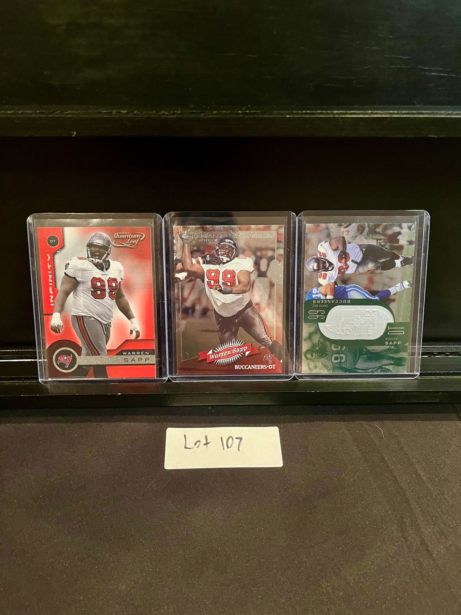 Warren Sapp (3) Football Insert Card and Short Print Lot - Serial Numbered (1 of 4)