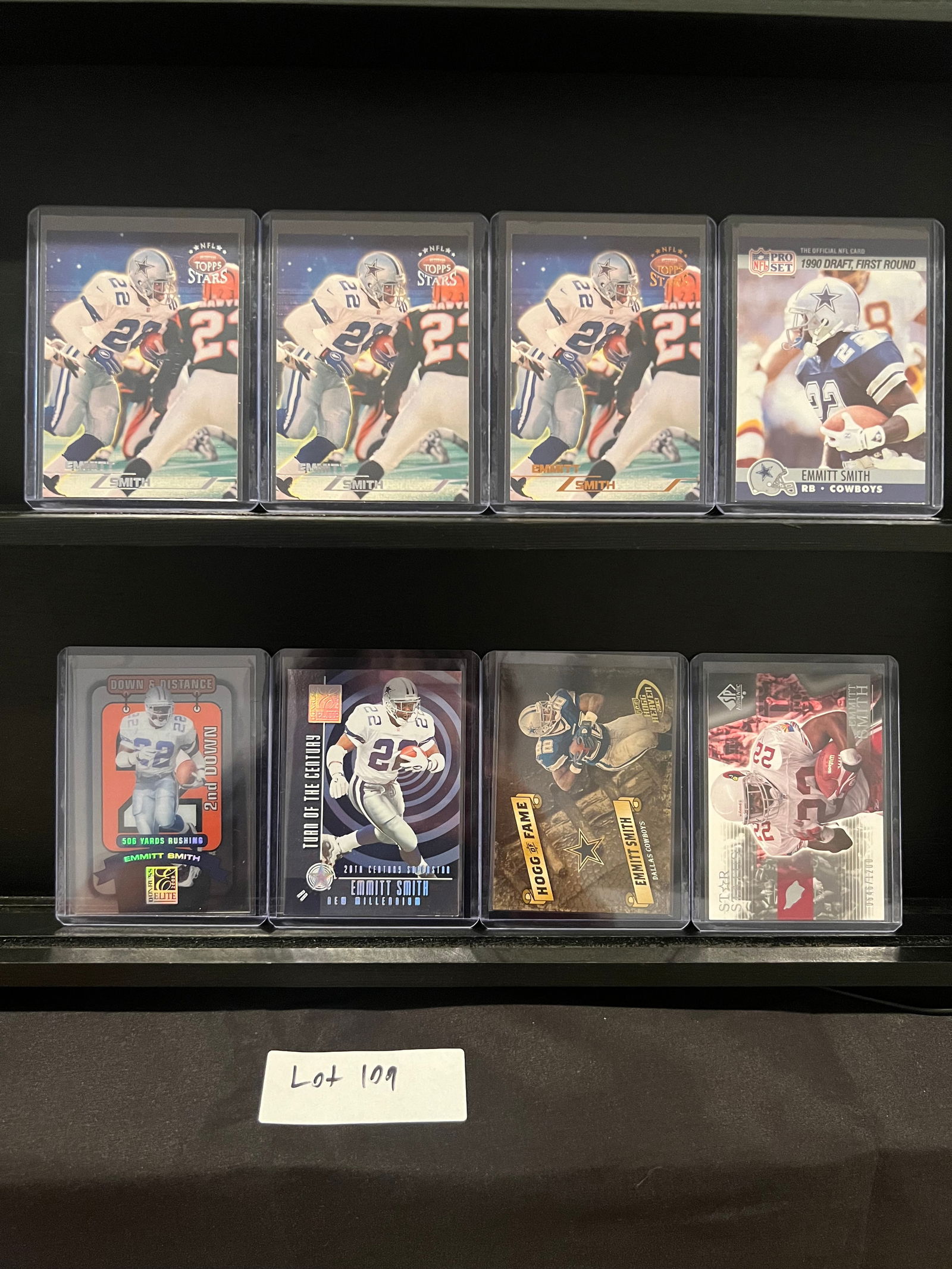 Emmitt Smith (8) Football Insert Card, Rookie and Short Print Lot - Serial Numbered (1 of 8)