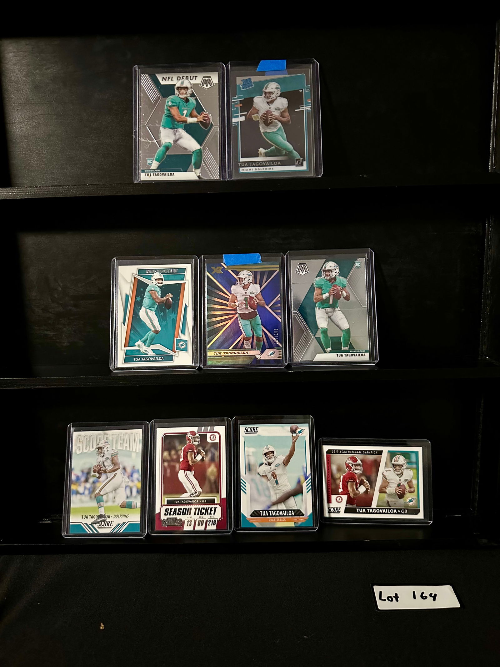 Tua Tagovailoa (9) Rookie Card Football Card Lot Including Inserts and Serial Numbered Cards (1 of 6)