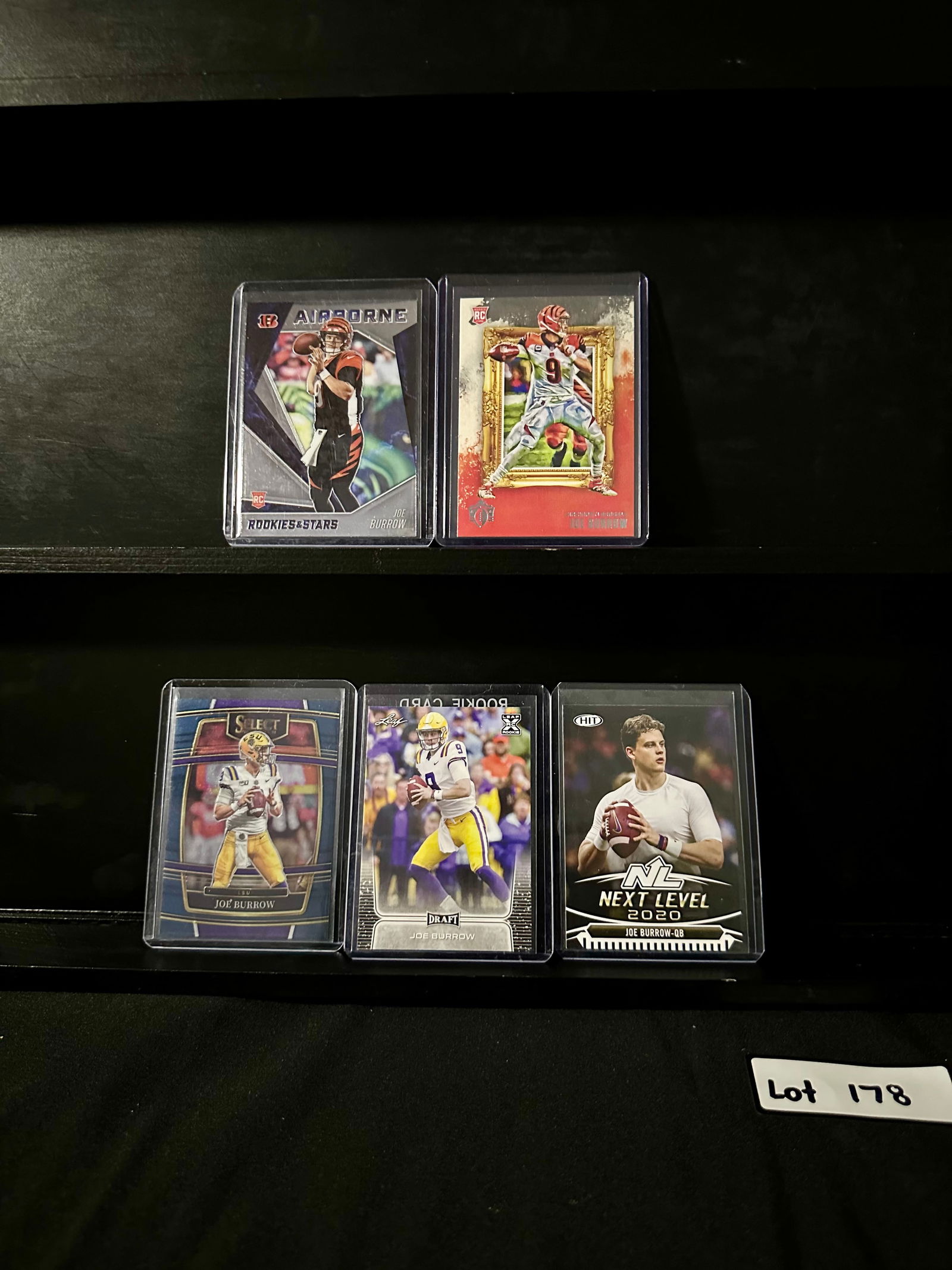 Joe Burrow (5) Rookie Card Football Card Lot Including Inserts (1 of 6)