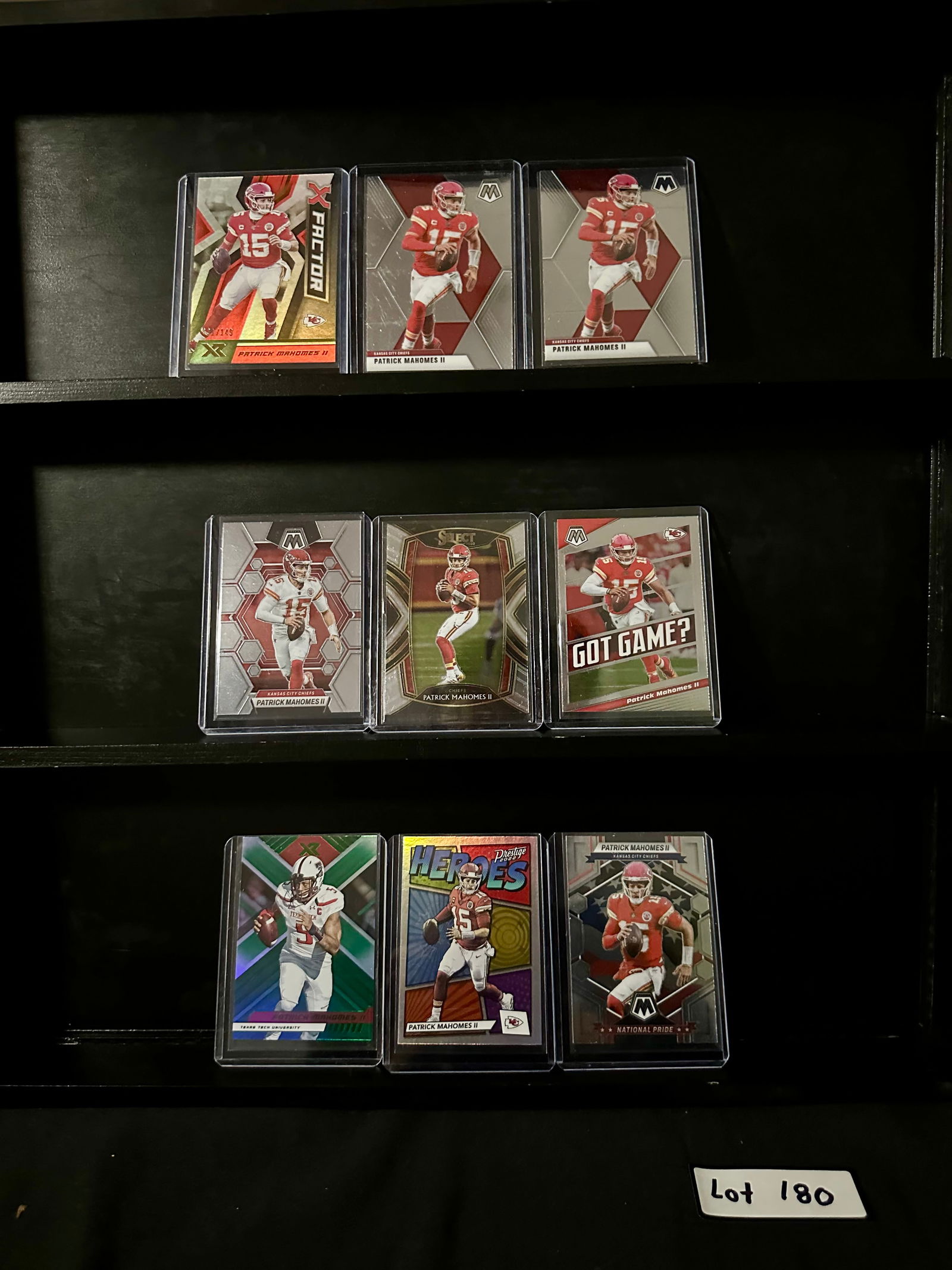 Patrick Mahomes II (9) Card Football Card Lot - Including Inserts and Serial Numbered Cards (1 of 8)