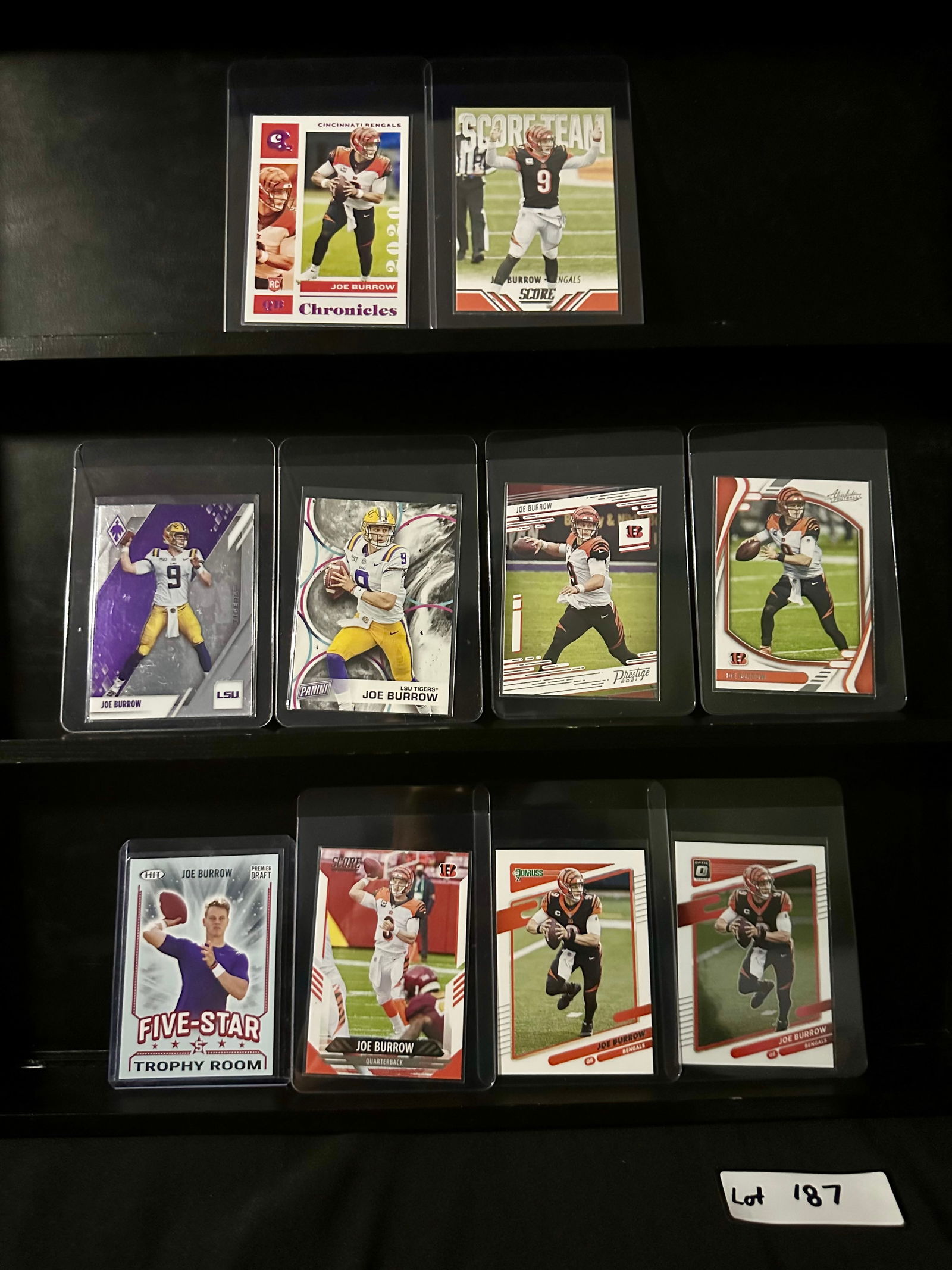 Joe Burrow (10) Rookie Card Football Card Lot Including Inserts (1 of 6)