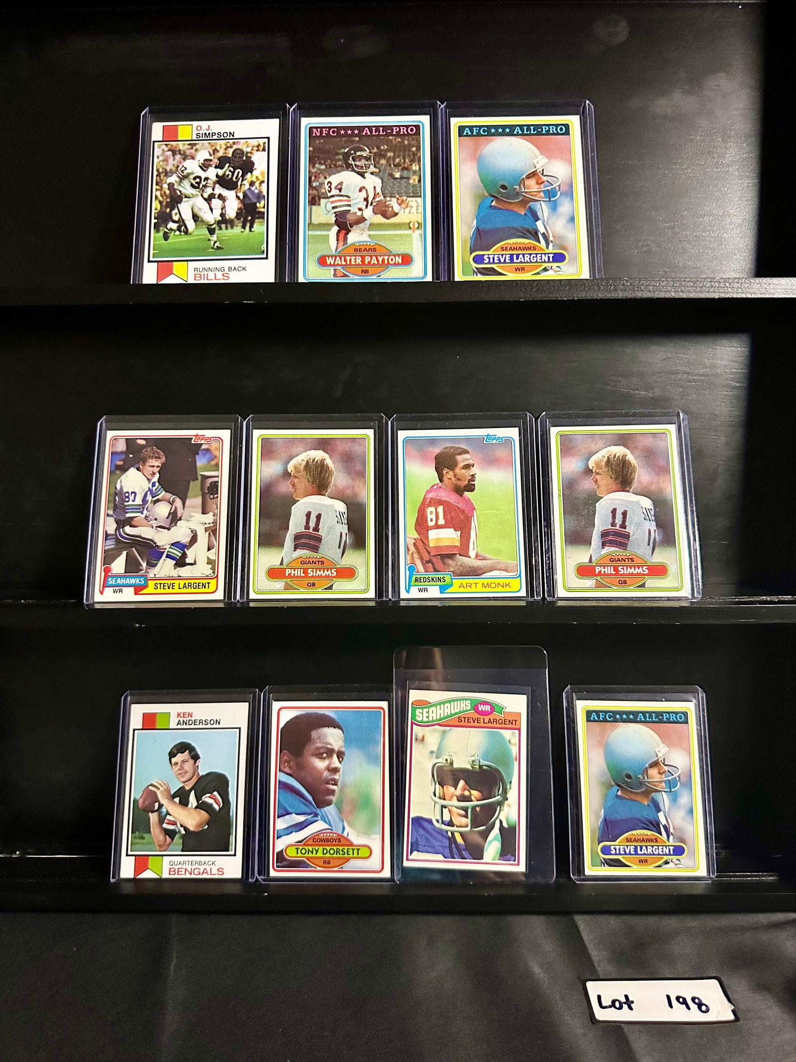 Vintage Football Card Lot of (11) Total Cards Including Walter Payton / OJ Simpson / Art Monk (1 of 6)