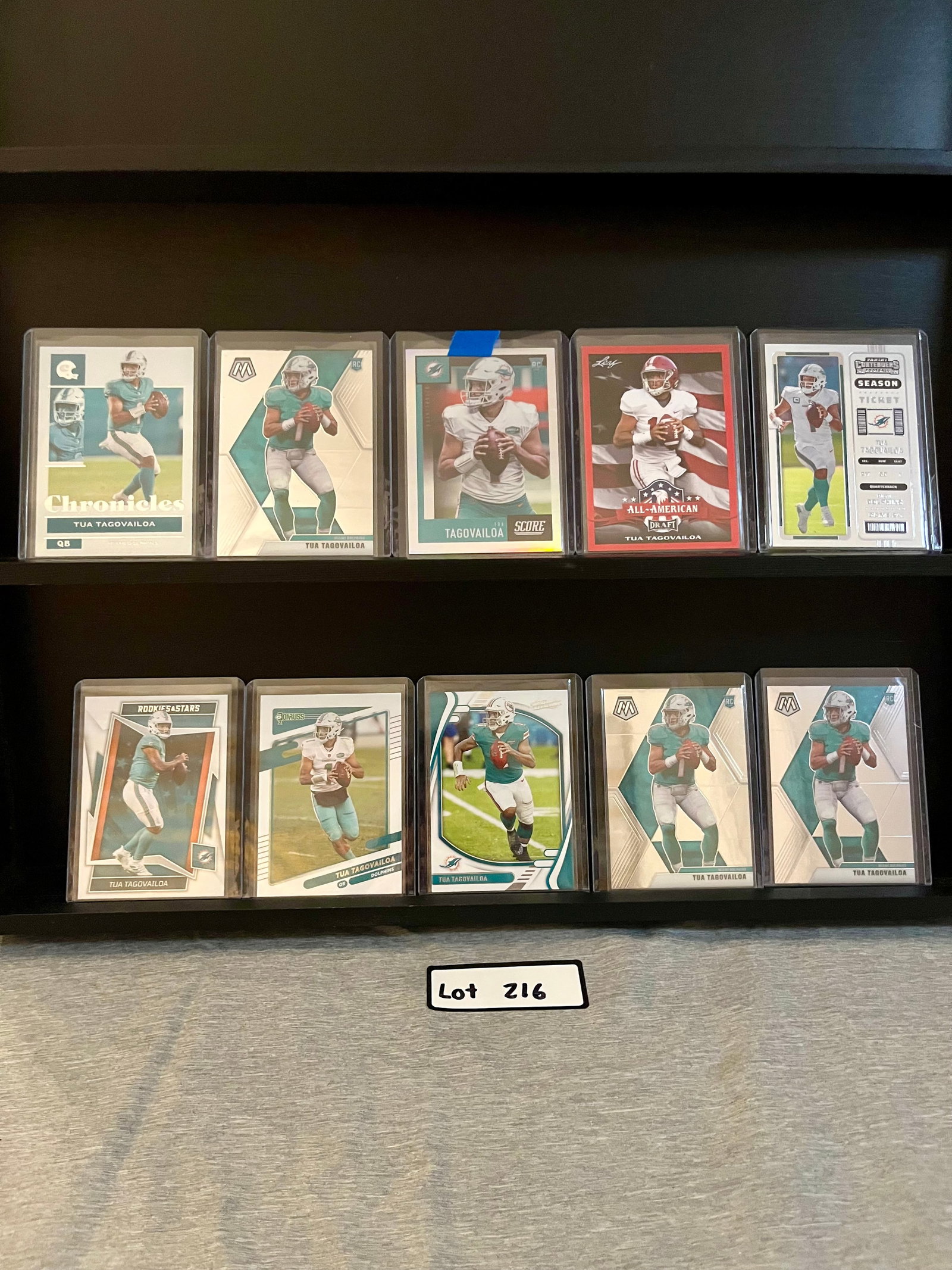 Tua Tagovailoa (10) Rookie Card Football Card Lot Including Inserts (1 of 2)