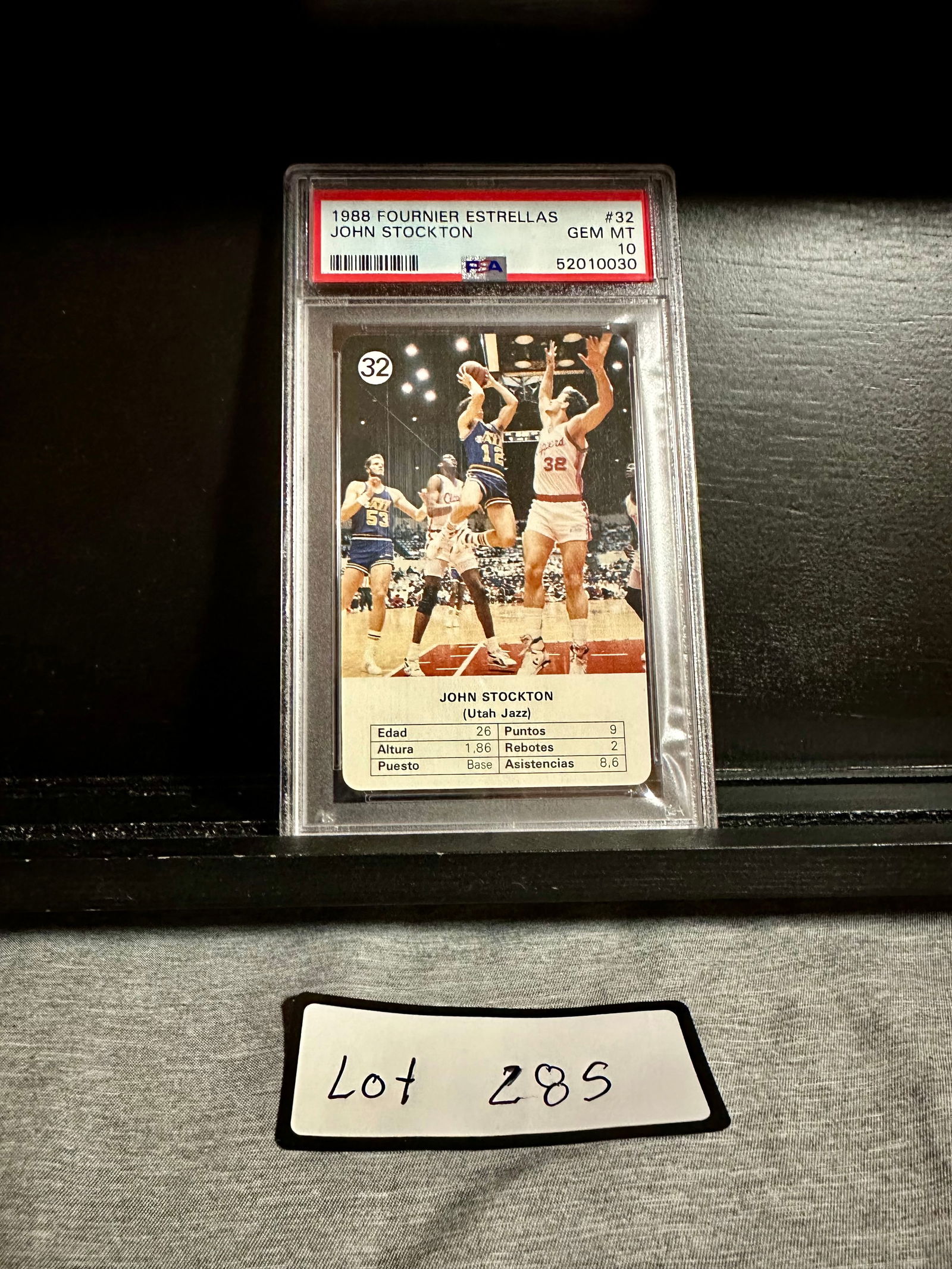 John Stockton 1988 Fournier Estrellas Rookie Card Graded PSA 10 Gem Mint (1 of 2)