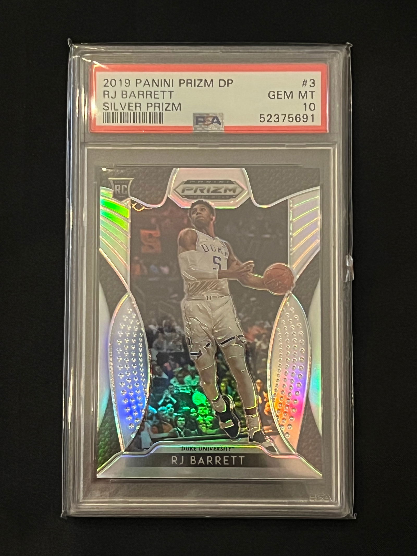 RJ Barrett 2019 Panini Prizm Draft Pick Silver Rookie Basketball Card Graded PSA 10 Gem Mint (1 of 2)