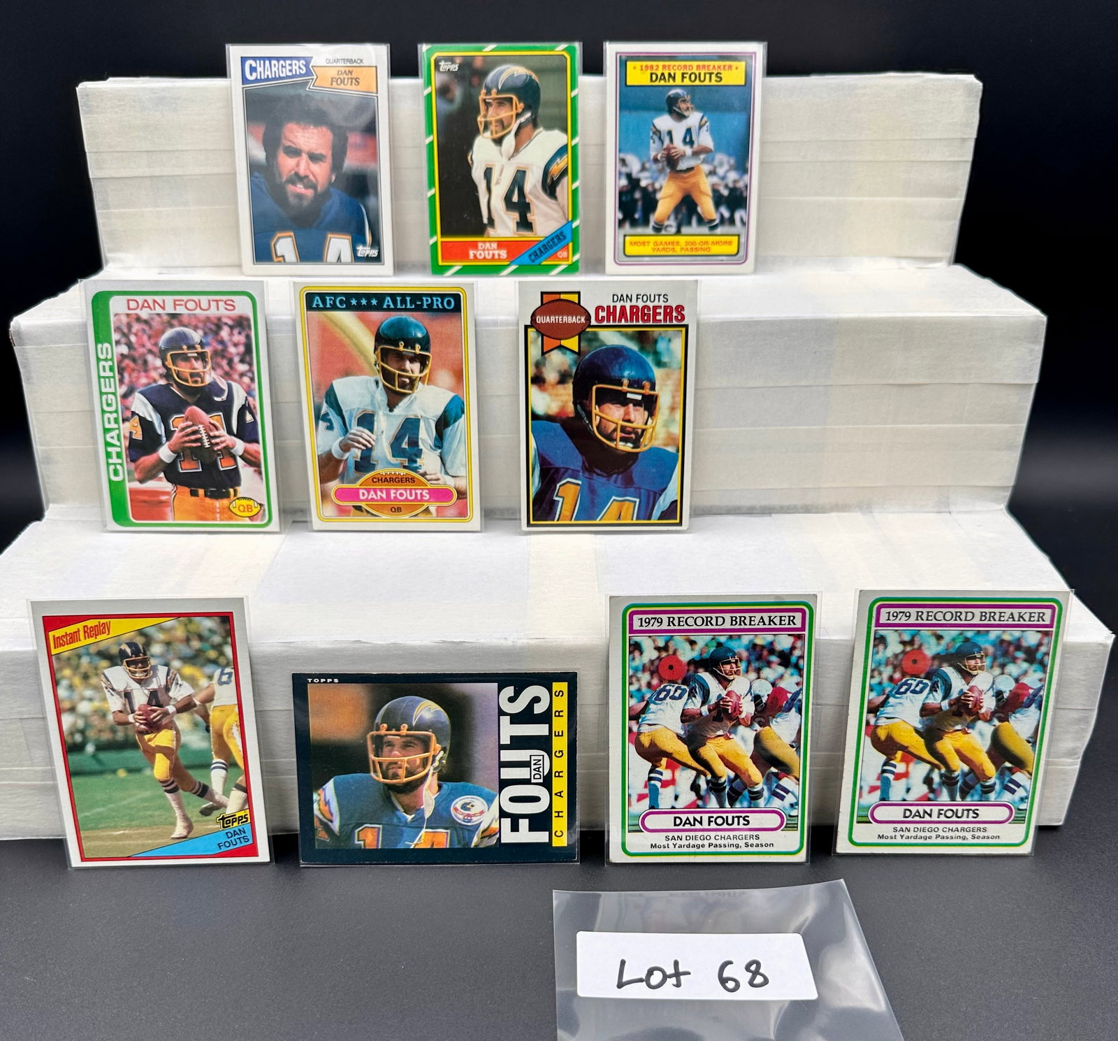 Dan Fouts Vintage Football Card Lot (10) Card Total: Item: Dan Fouts Vintage Football Card Lot (10) Card Total Please look at the pictures carefully to determine what you believe the condition of this collectible is. We are not professional authenticato