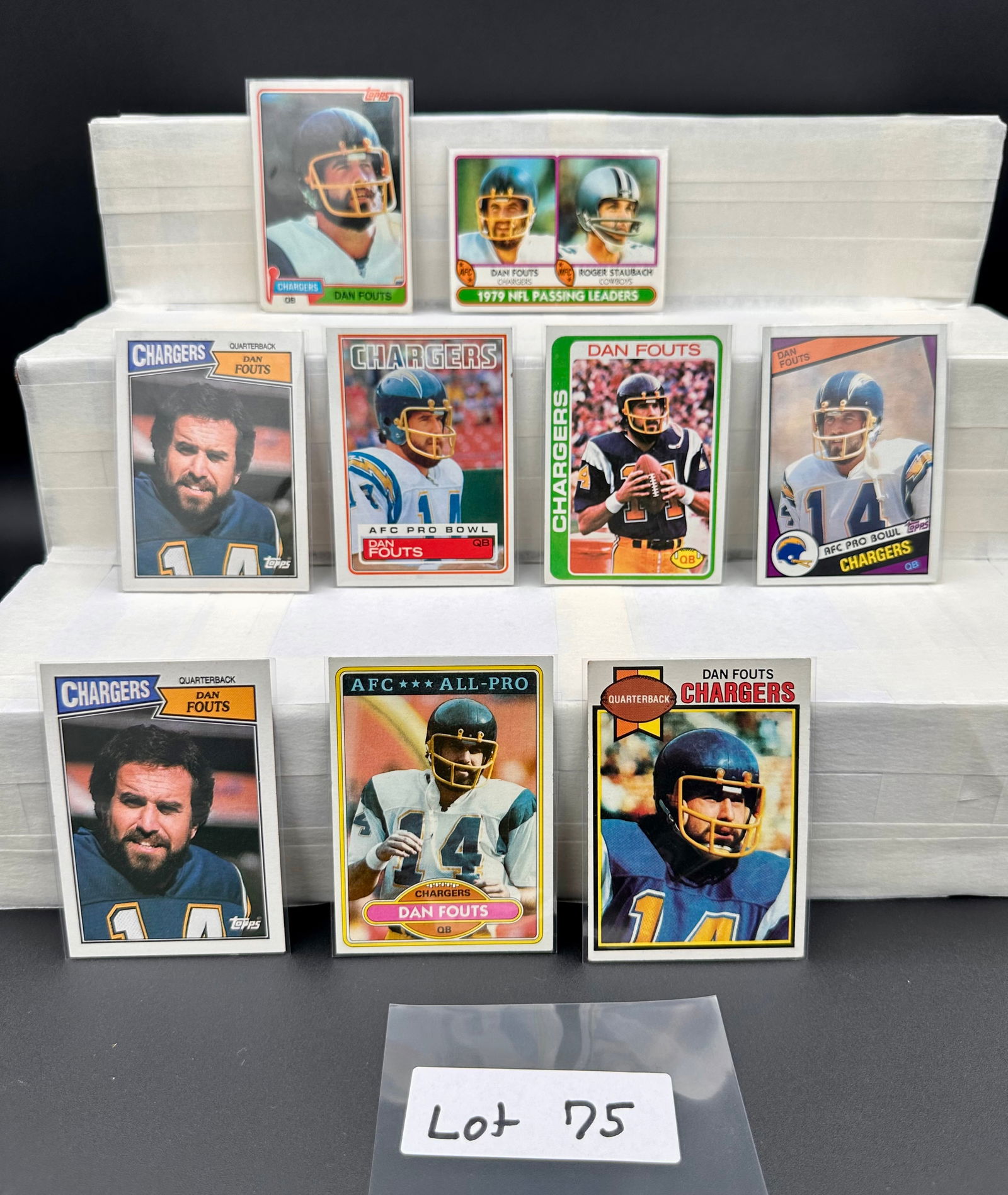 Dan Fouts Vintage Football Card Lot (9) Card Total: Item: Dan Fouts Vintage Football Card Lot (9) Card Total Please look at the pictures carefully to determine what you believe the condition of this collectible is. We are not professional authenticator