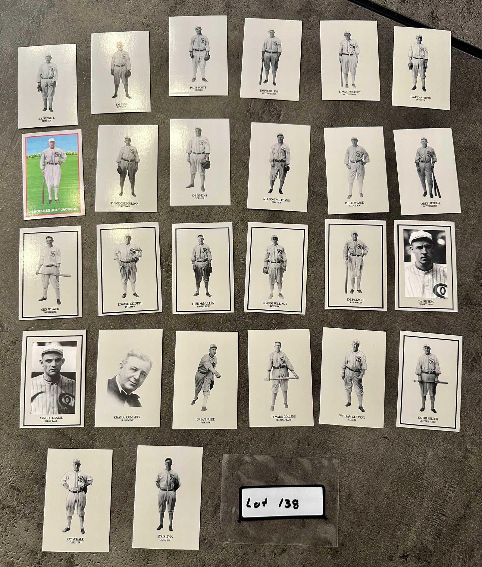 The 1919 "Black Sox" (25) Card Complete Set with Shoeless "Joe" Jackson Insert Card (1 of 3)