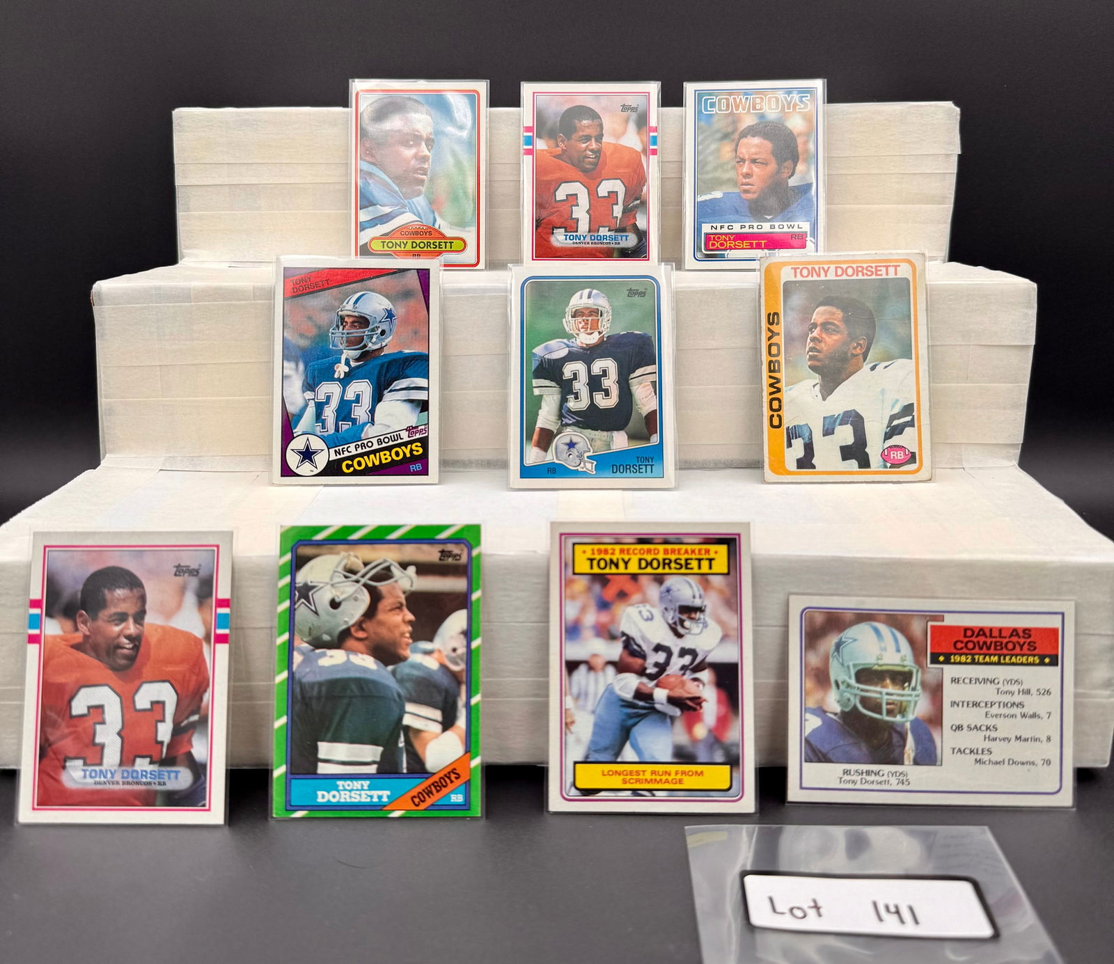 Tony Dorsett Vintage Football Card Lot (10) Card Total - Rookie Included: Item: Tony Dorsett Vintage Football Card Lot (10) Card Total - Rookie Included Please look at the pictures carefully to determine what you believe the condition of this collectible is. We are not prof
