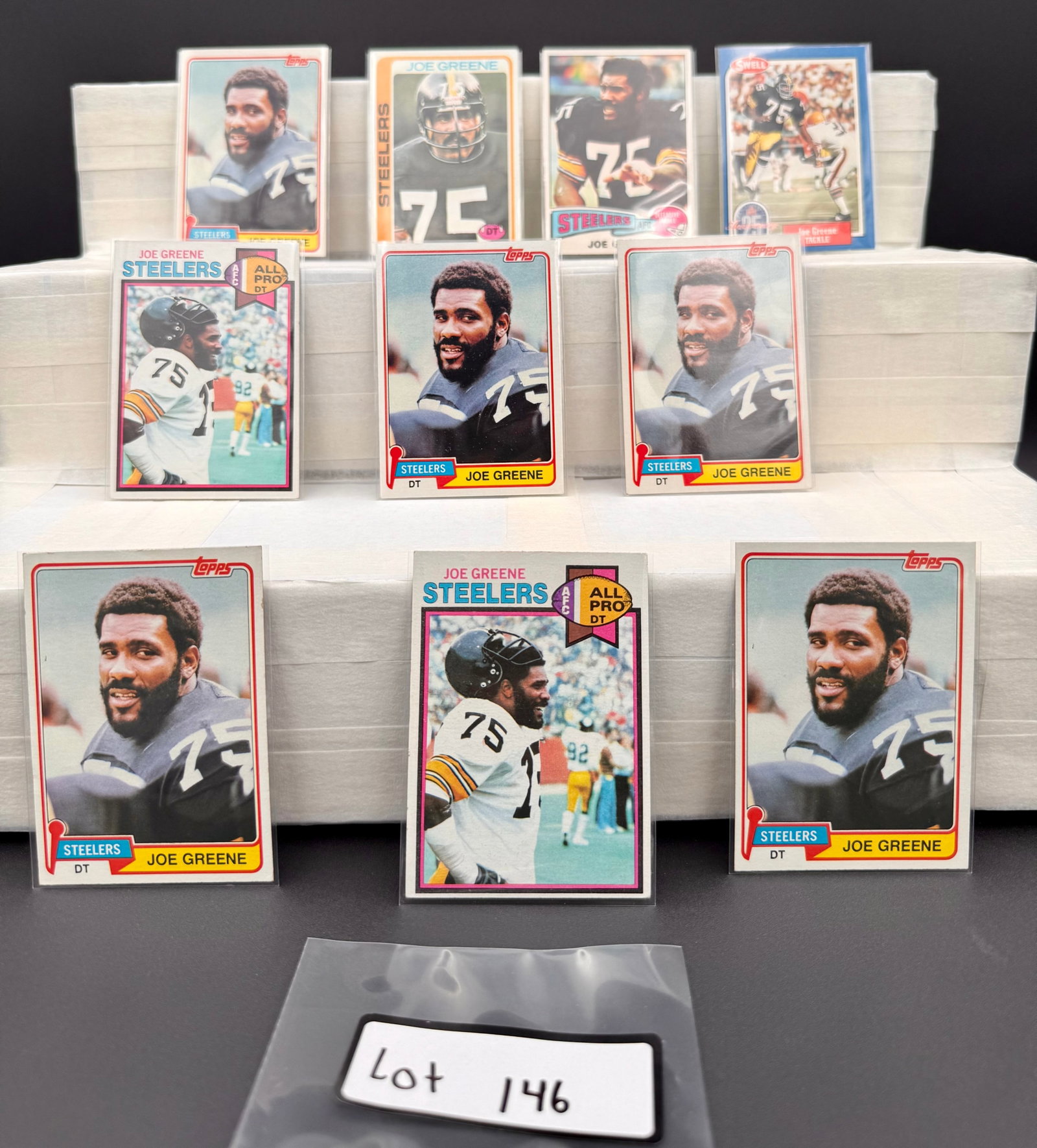 Joe Greene Vintage Football Card Lot (10) Card Total: Item: Joe Greene Vintage Football Card Lot (10) Card Total Please look at the pictures carefully to determine what you believe the condition of this collectible is. We are not professional authenticat