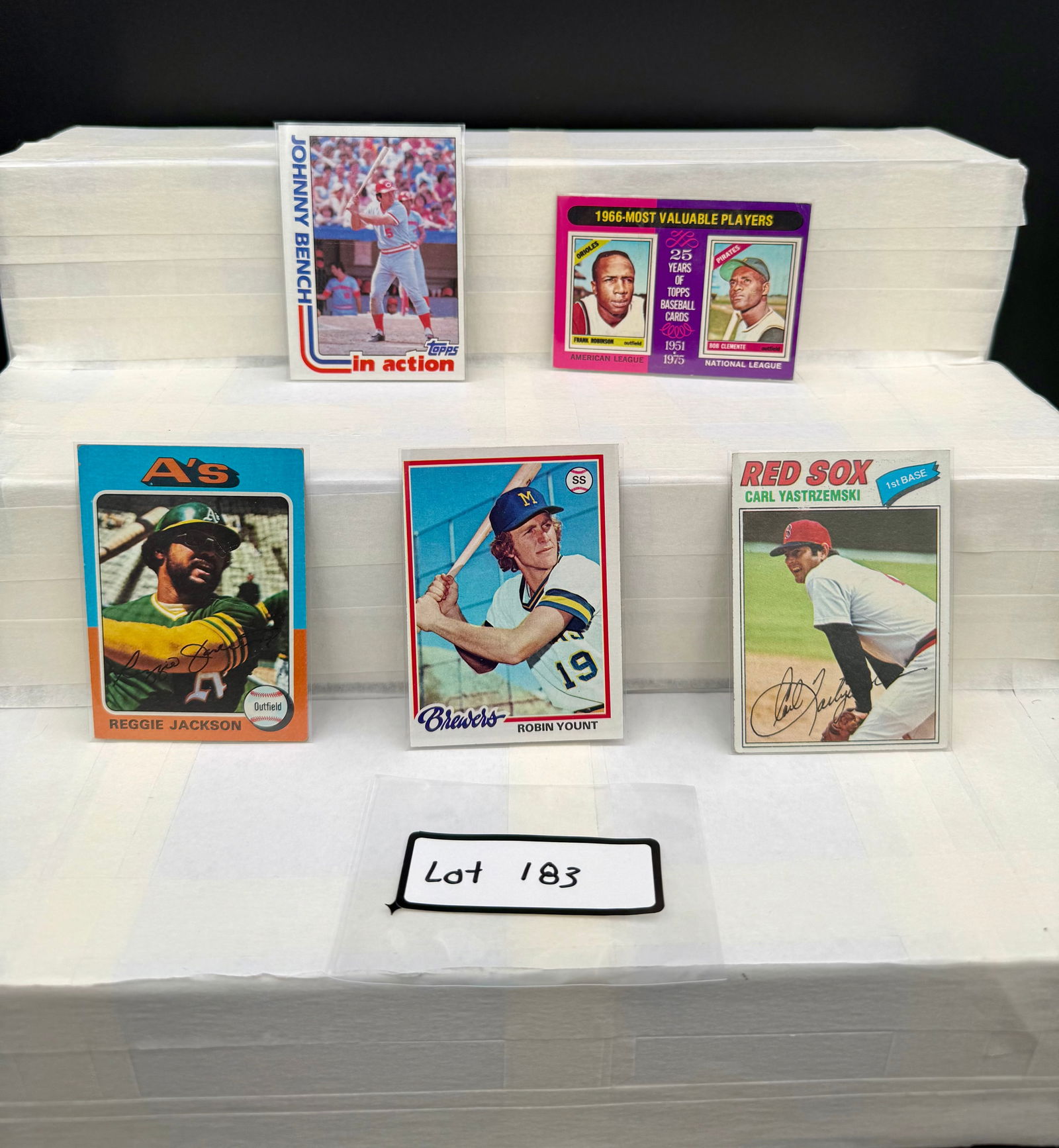 Vintage Baseball Card Lot (5) Card Total Including Robin Yount, Carl Yastrzemski, Reggie Jackson, (1 of 3)