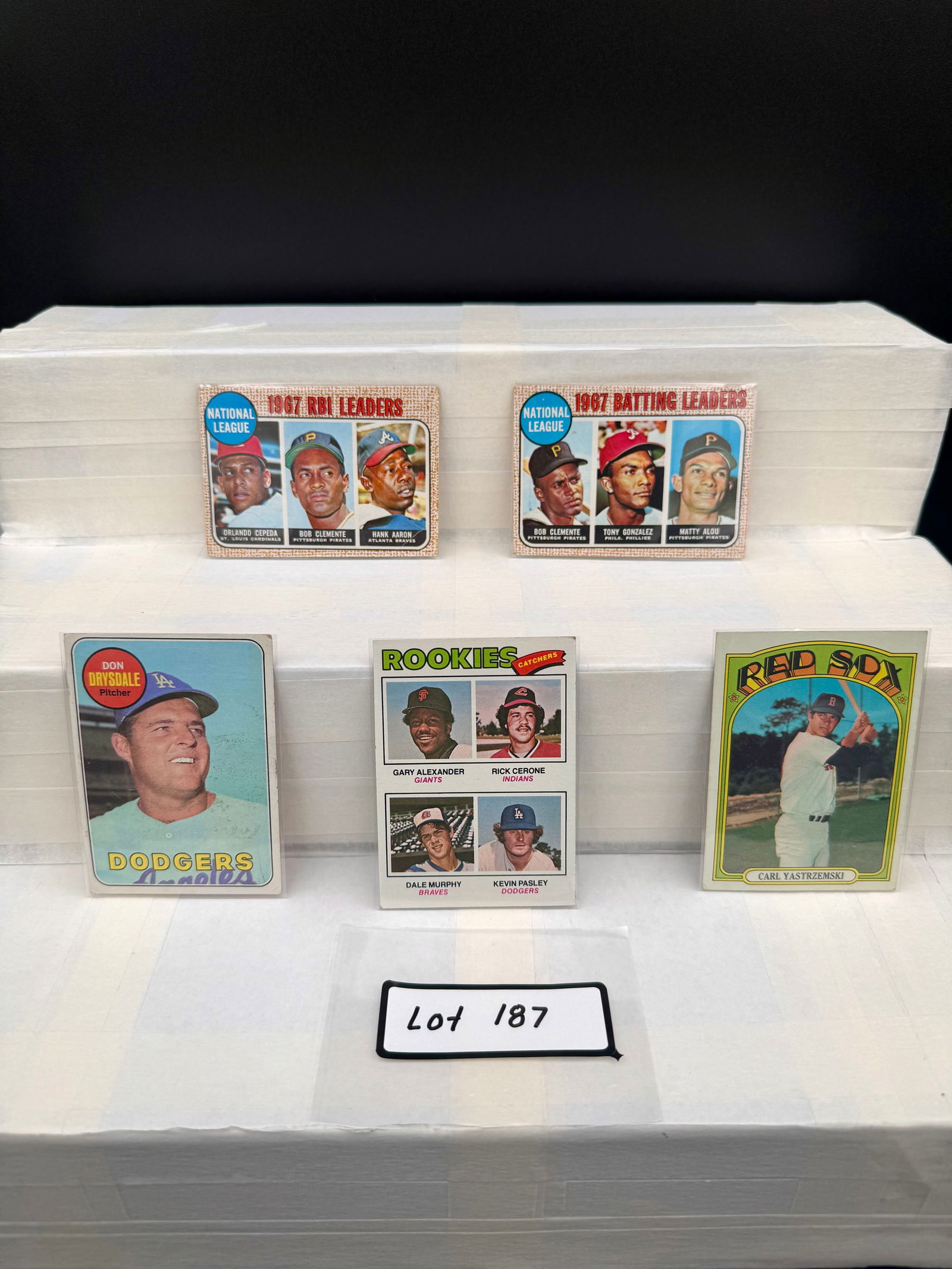 Vintage Baseball Card Lot (5) Card Total Including Bob Clemente, Hank Aaron, Dale Murphy Rookie (1 of 3)