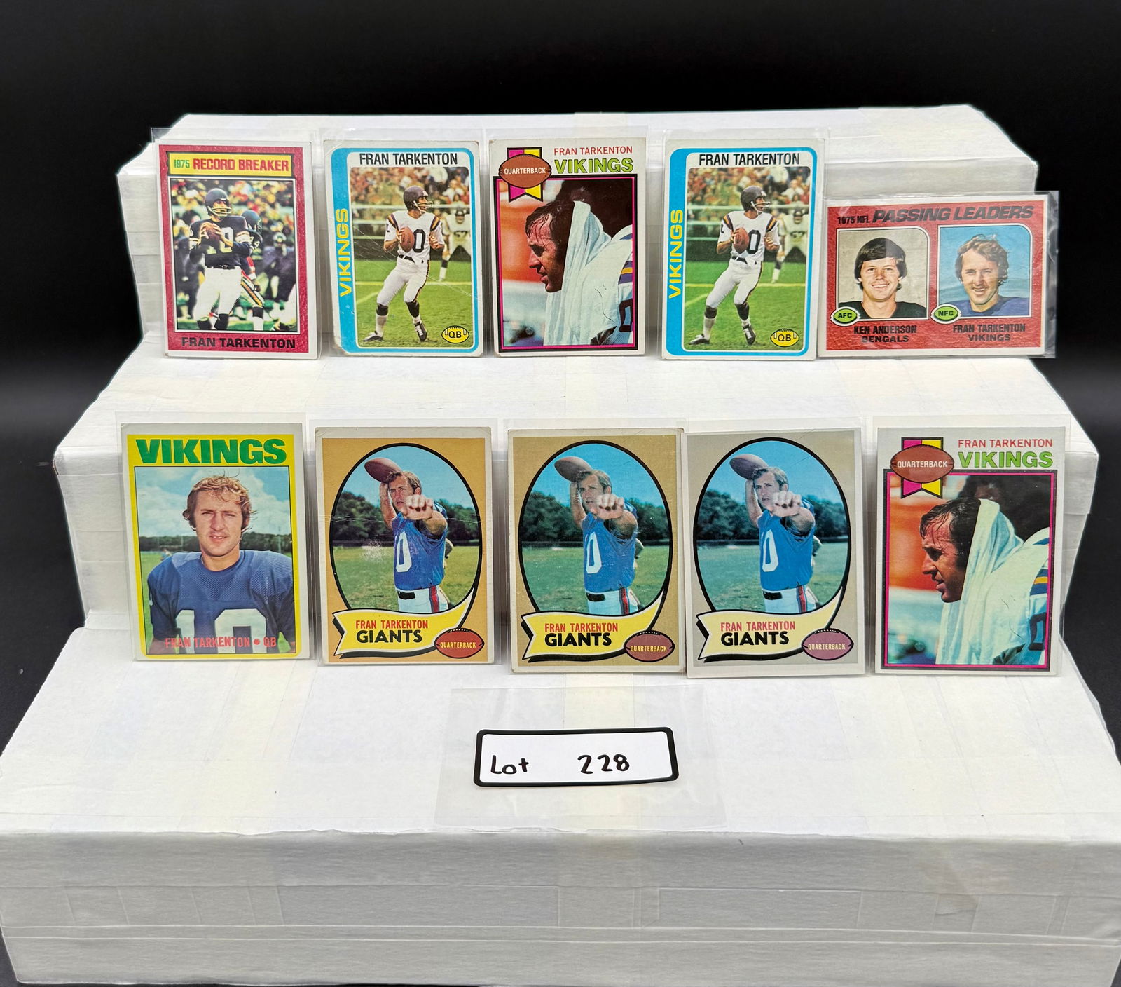 Fran Tarkenton Vintage Football Card Lot (10) Card Total (1 of 5)