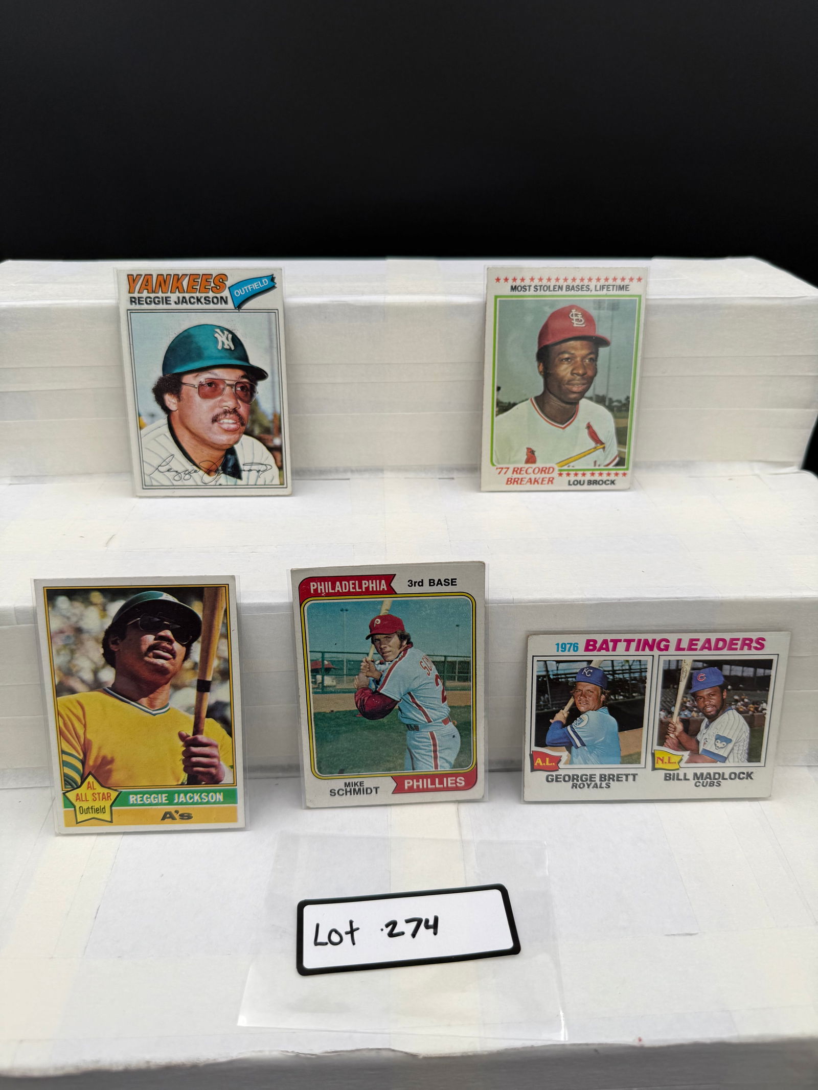 Vintage Baseball Card Lot (5) Card Total Including Reggie Jackson, Mike Schmidt, George Brett (1 of 3)