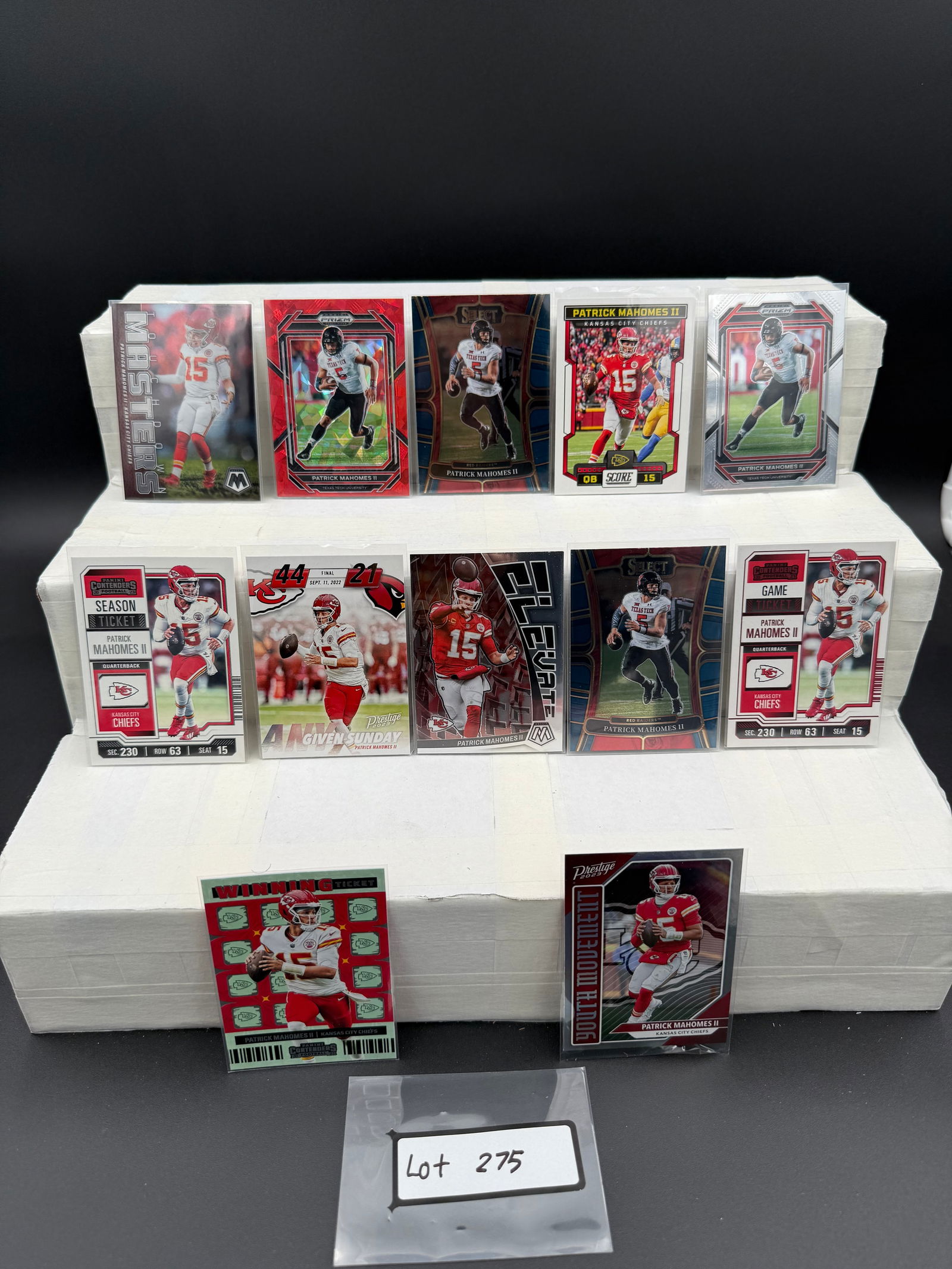 Patrick Mahomes II Football Card Lot (12) Card Total Including Prizm Red - College Cards (1 of 5)