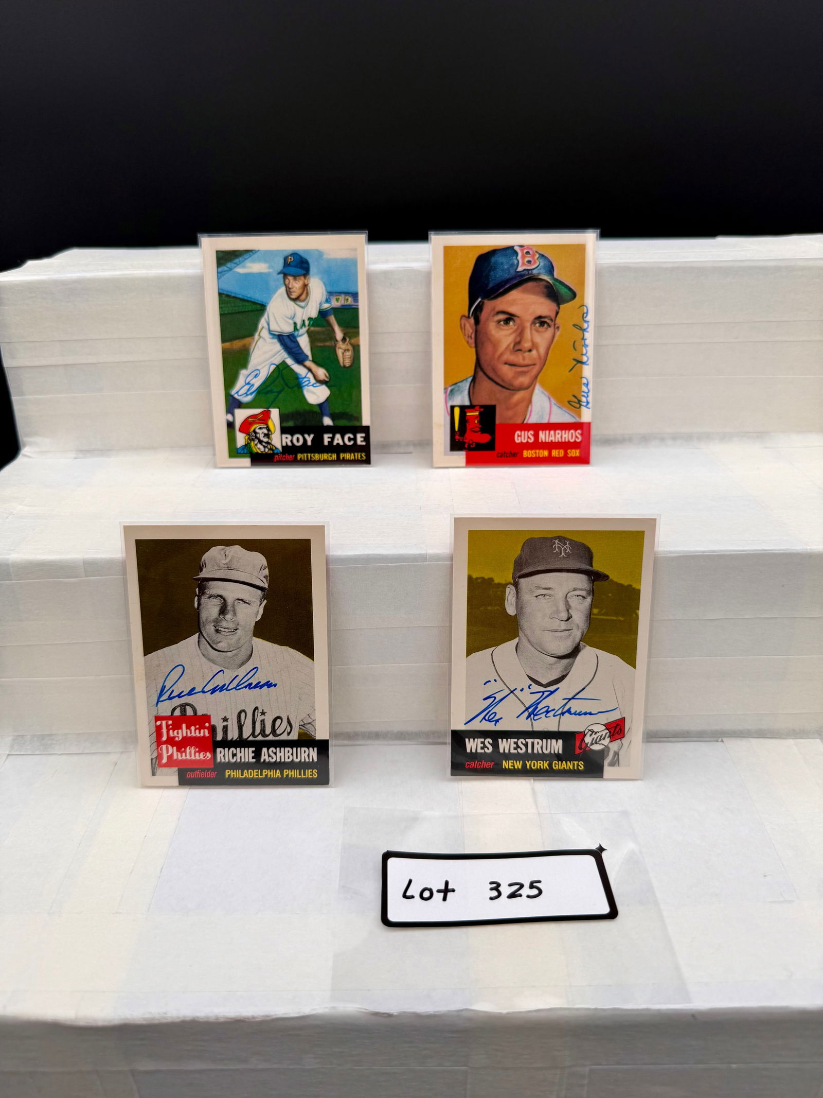 (4) Vintage Baseball Card Autographs - Including Richie Ashburn, Roy Face - On Card Auto (1 of 3)