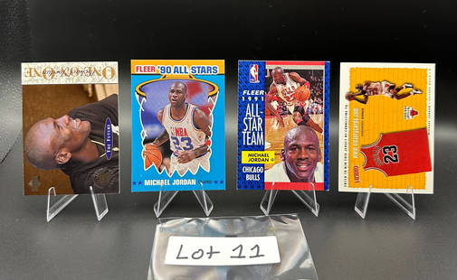 (4) Michael Jordan Basketball Cards Chicago Bulls - Including Baseball Rookie Card: Item: (4) Michael Jordan Basketball Cards Chicago Bulls - Including Baseball Rookie Card Please look at the pictures carefully to determine what you believe the condition of this collectible is. We