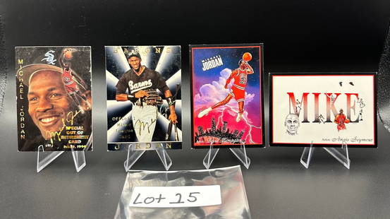 (4) Michael Jordan Basketball and Baseball Cards all Inserts: Item: (4) Michael Jordan Basketball and Baseball Cards all Inserts Please look at the pictures carefully to determine what you believe the condition of this collectible is. We are not professional