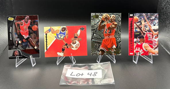 (4) Michael Jordan Basketball Cards Chicago Bulls: Item: (4) Michael Jordan Basketball Cards Chicago Bulls Please look at the pictures carefully to determine what you believe the condition of this collectible is. We are not professional authenticators