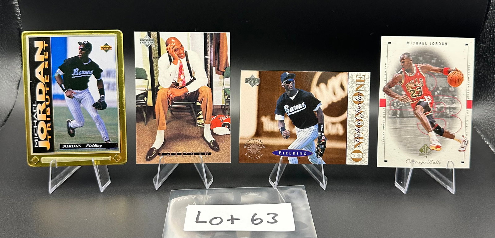 (4) Michael Jordan Basketball Cards Chicago Bulls - Including Baseball Gold Metal Rookie and College: Item: (4) Michael Jordan Basketball Cards Chicago Bulls - Including Baseball Gold Metal Rookie and College Card Please look at the pictures carefully to determine what you believe the condition of thi