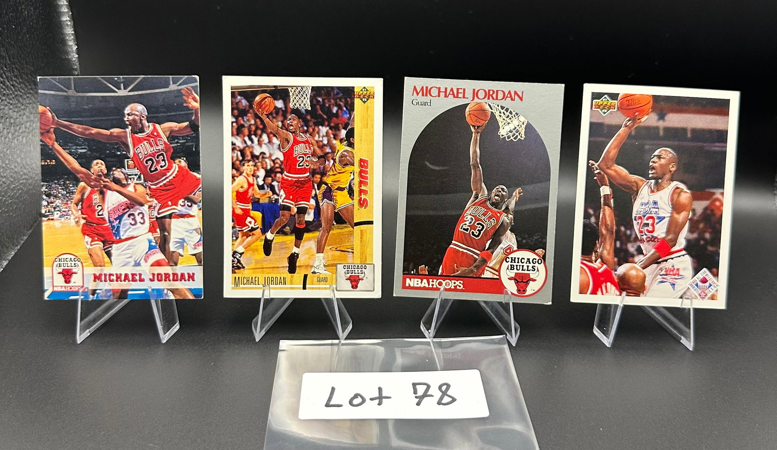 (4) Michael Jordan Basketball Cards Chicago Bulls: Item: (4) Michael Jordan Basketball Cards Chicago Bulls Please look at the pictures carefully to determine what you believe the condition of this collectible is. We are not professional authenticators
