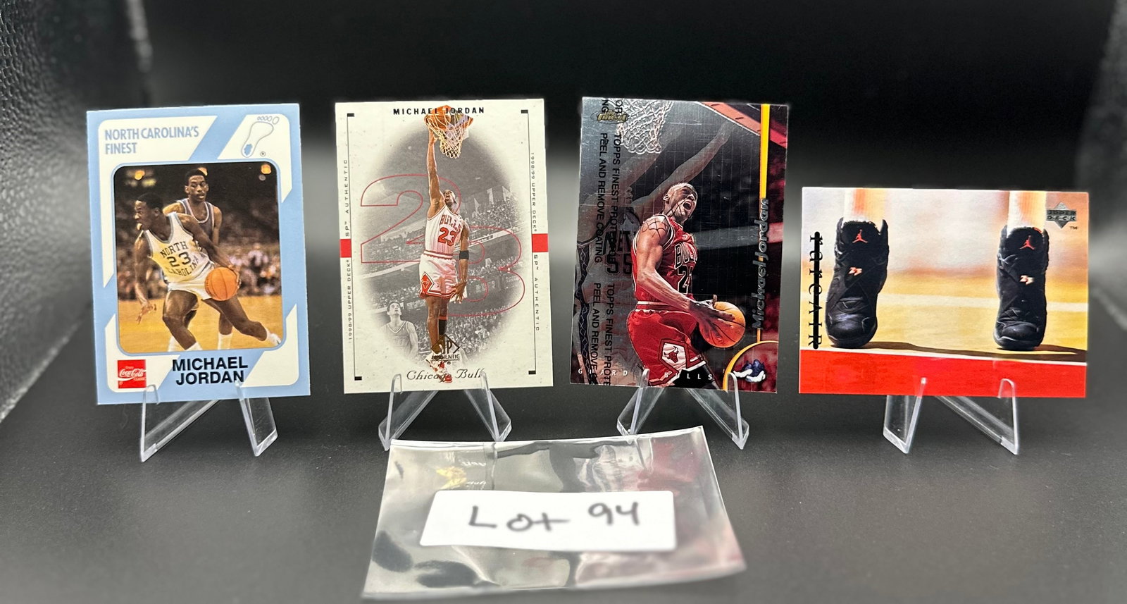 (4) Michael Jordan Basketball Cards Chicago Bulls - College Card: Item: (4) Michael Jordan Basketball Cards Chicago Bulls - College Card Please look at the pictures carefully to determine what you believe the condition of this collectible is. We are not professional