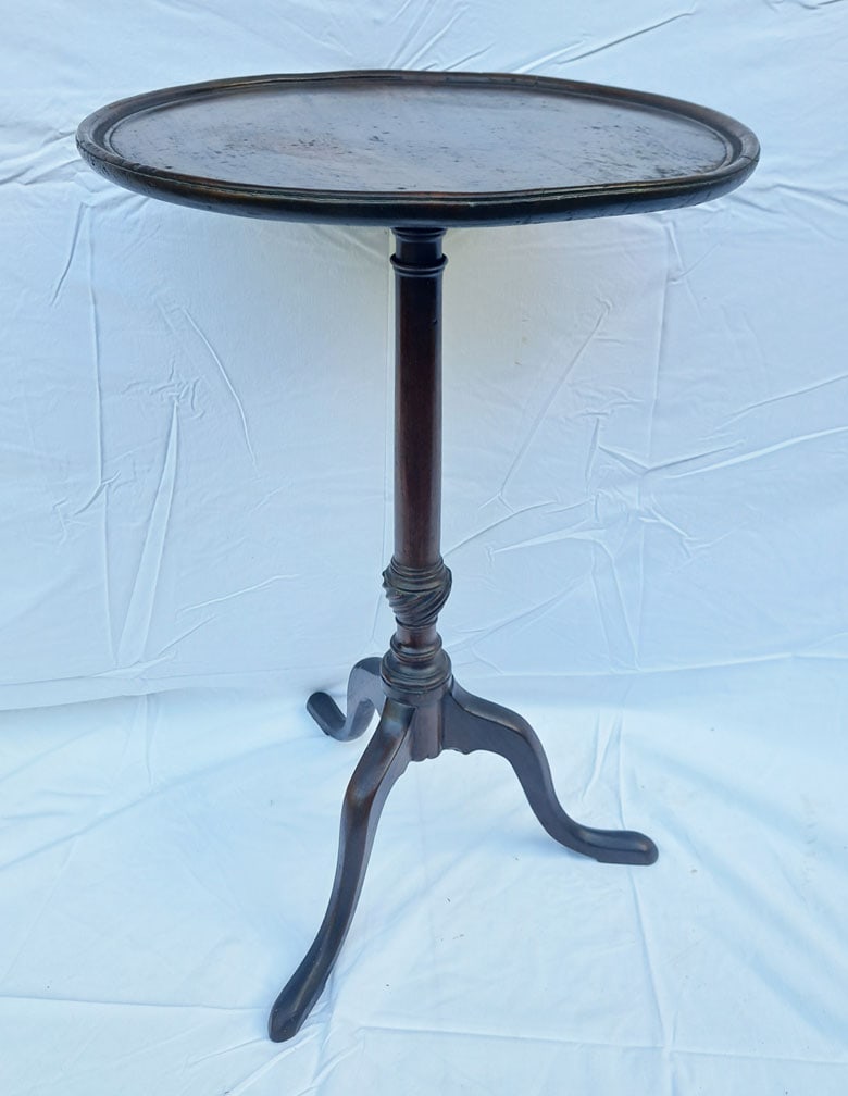 Queen Anne Snake Foot Candlestand With Tray Top. Auction