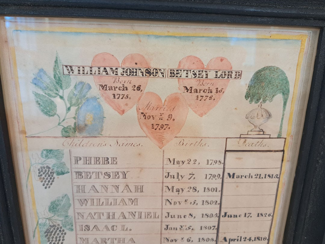 Watercolor family register from Limington, Maine. (1 of 4)