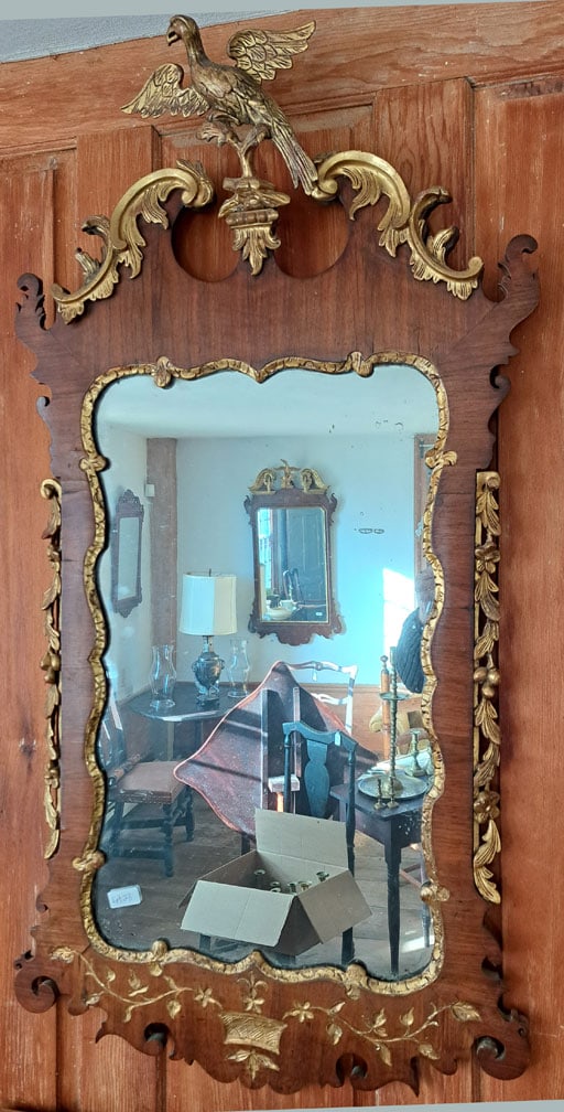 Georgian mirror with gilt and gesso eagle. (1 of 4)