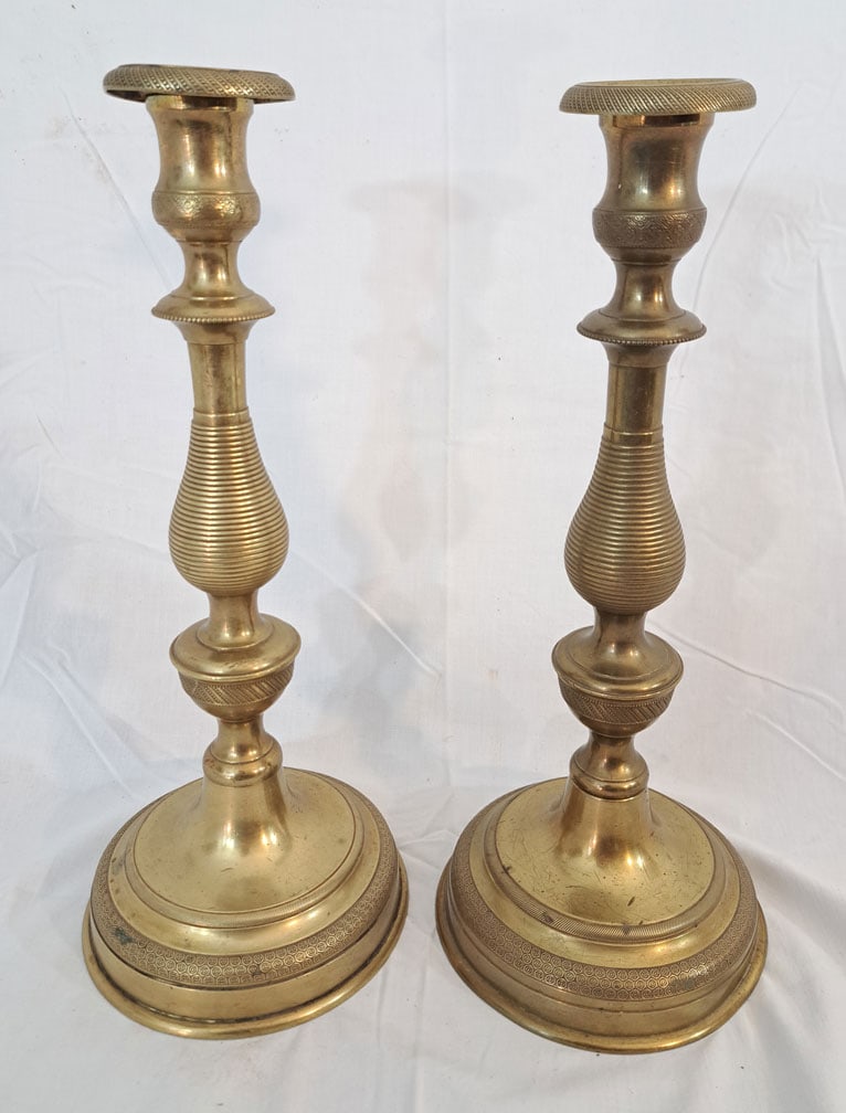 Pair Large Brass Candlesticks (1 of 6)