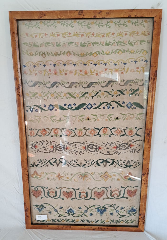 Early Double- Sided Crewel Work on Linen. (1 of 3)