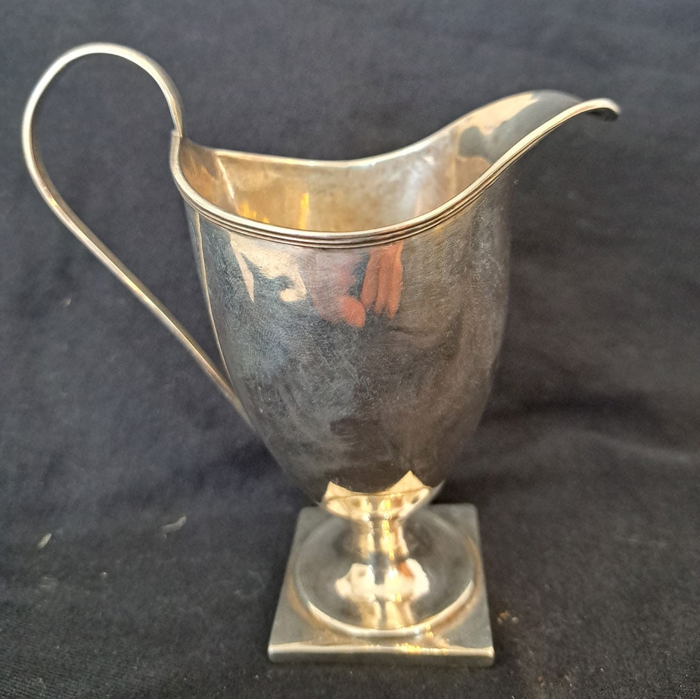 Monogrammed Coin Silver Creamer by Loring Bailey 1740-1814 from Hingham, MA (1 of 6)