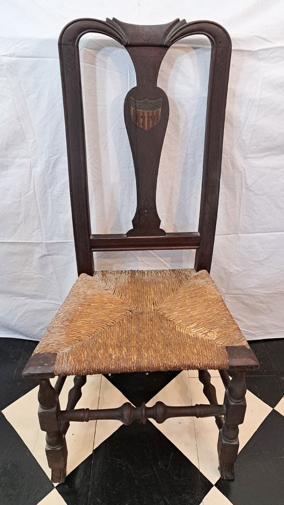 Spanish Foot Queen Anne Chair With Centennial Paint Decoration. (1 of 5)